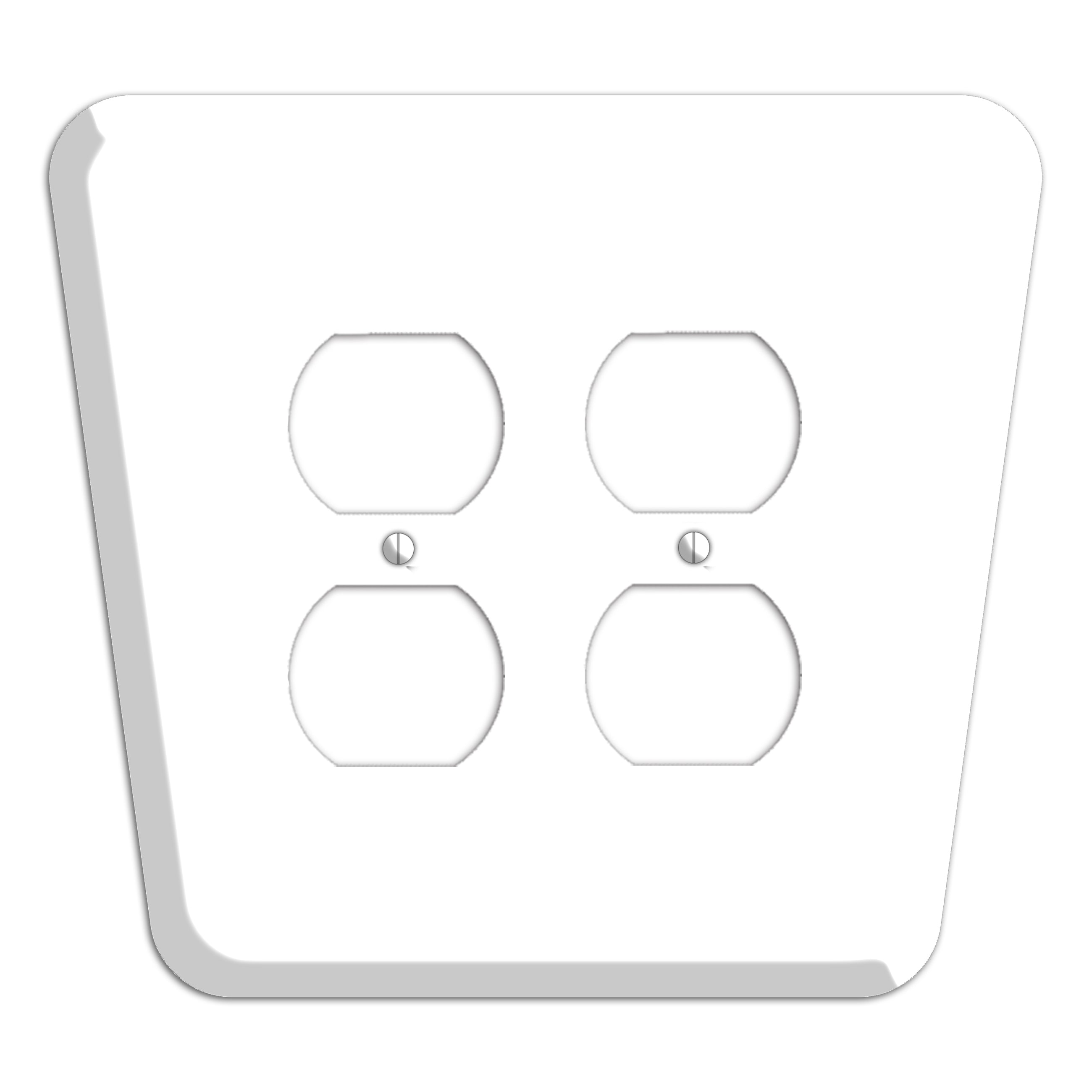 White Mid-Century 2 Duplex Wallplate