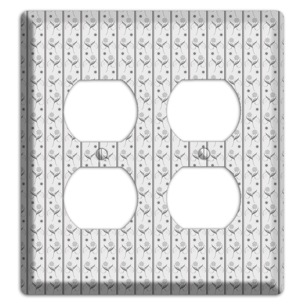Grey Small Floral Pattern 2 Duplex Wallplate