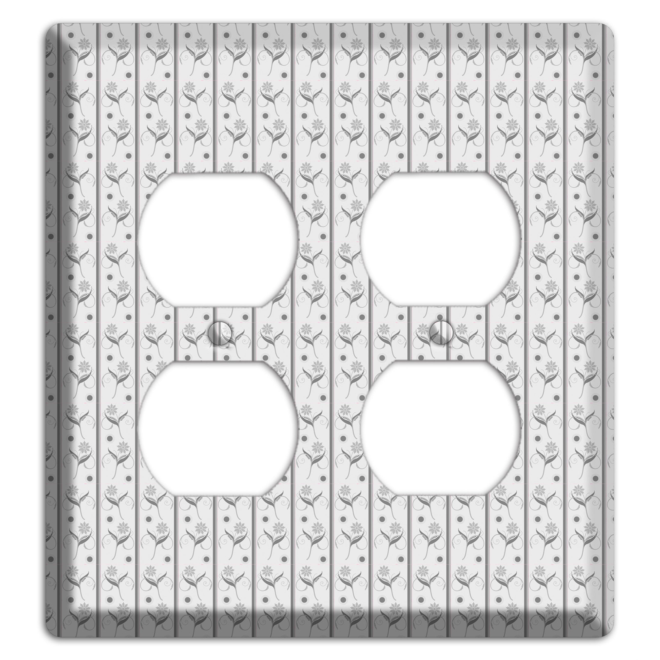 Grey Small Floral Pattern 2 Duplex Wallplate