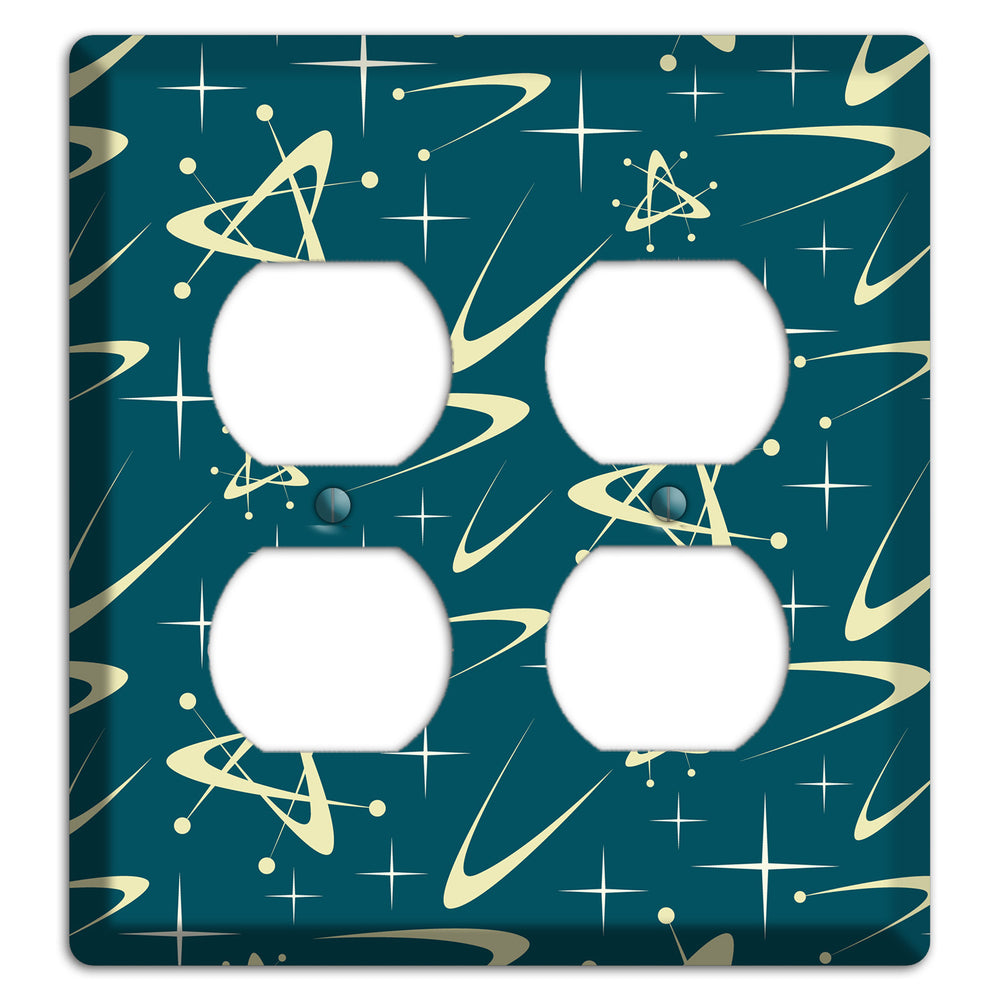 Teal and Yellow Atomic 2 Duplex Wallplate