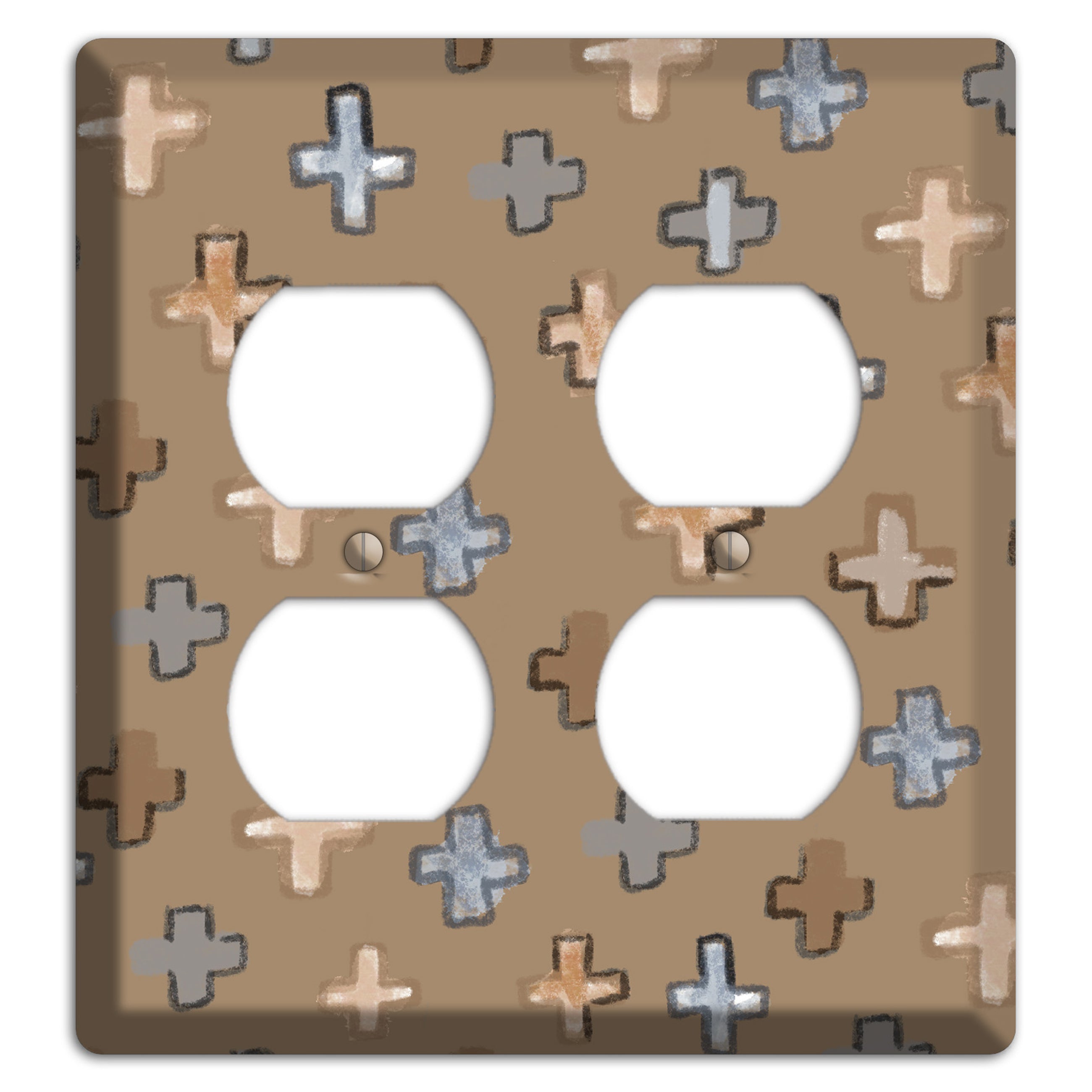 Brown Plus Signs 2 Duplex Wallplate