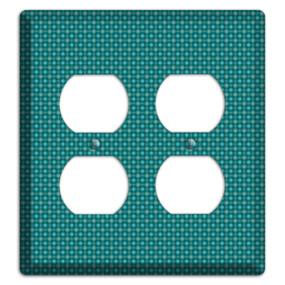 Multi Turquoise Checkered Concentric Circles 2 Duplex Wallplate