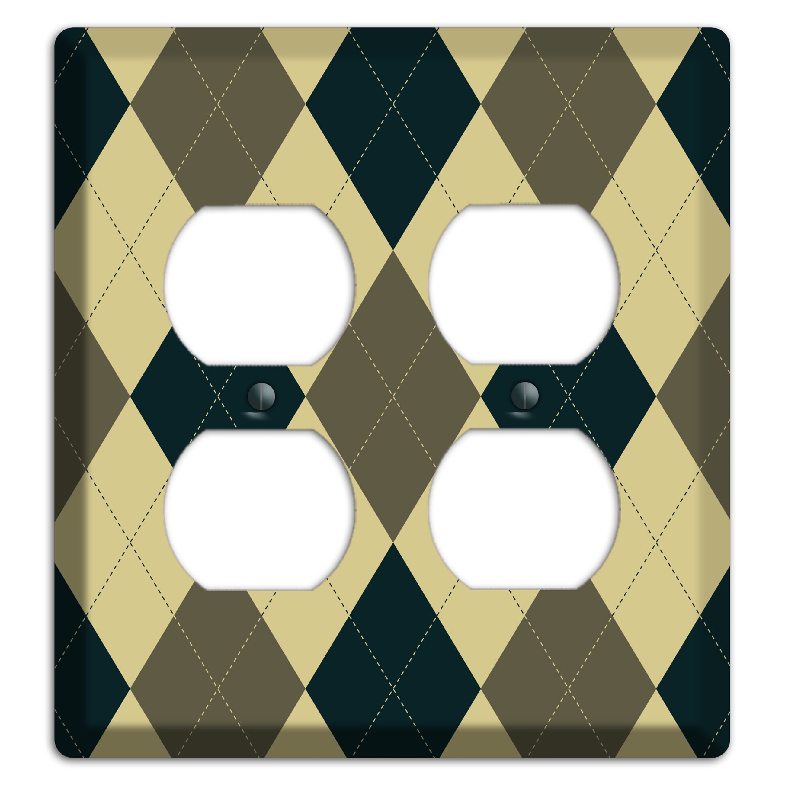 Multi Brown and Tan Argyle 2 Duplex Wallplate