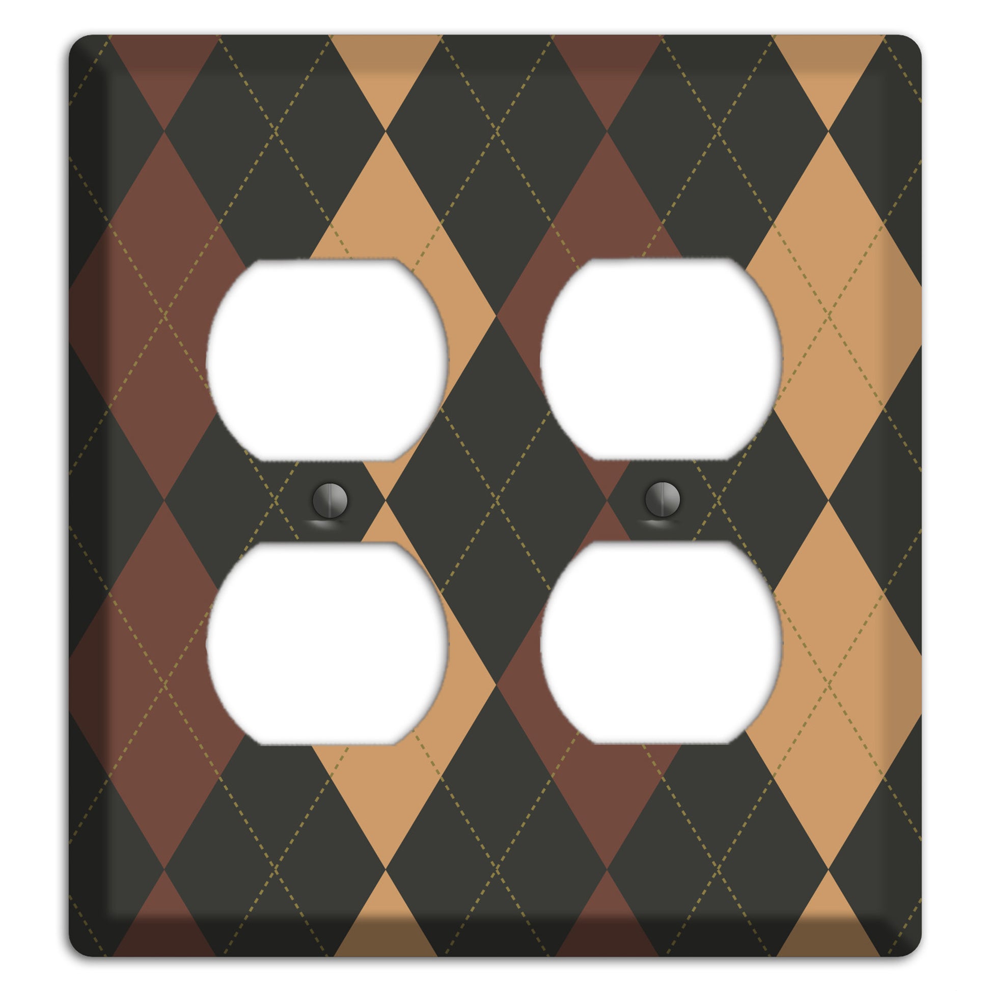 Maroon and Tan Argyle 2 Duplex Wallplate