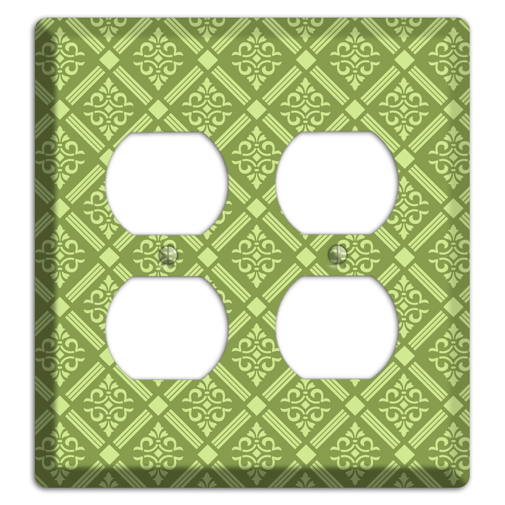Green Damask diamonds 2 Duplex Wallplate