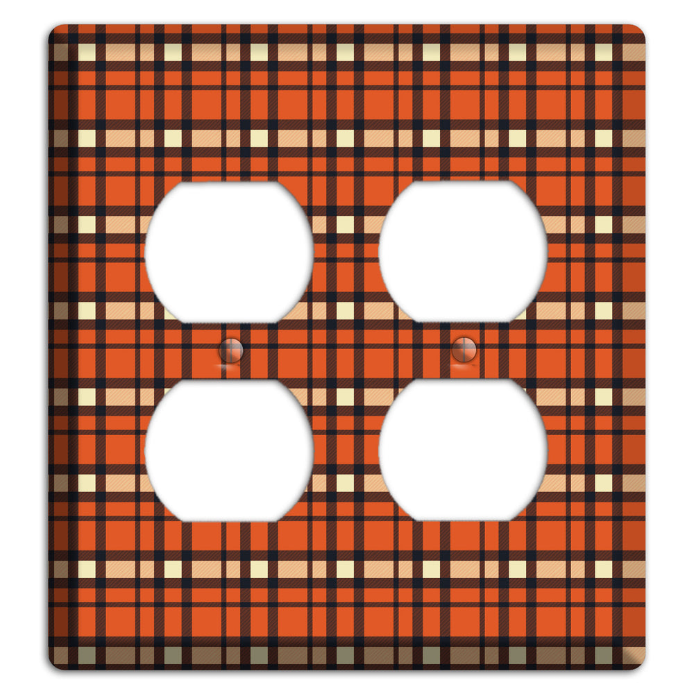 Orange Plaid 2 Duplex Wallplate