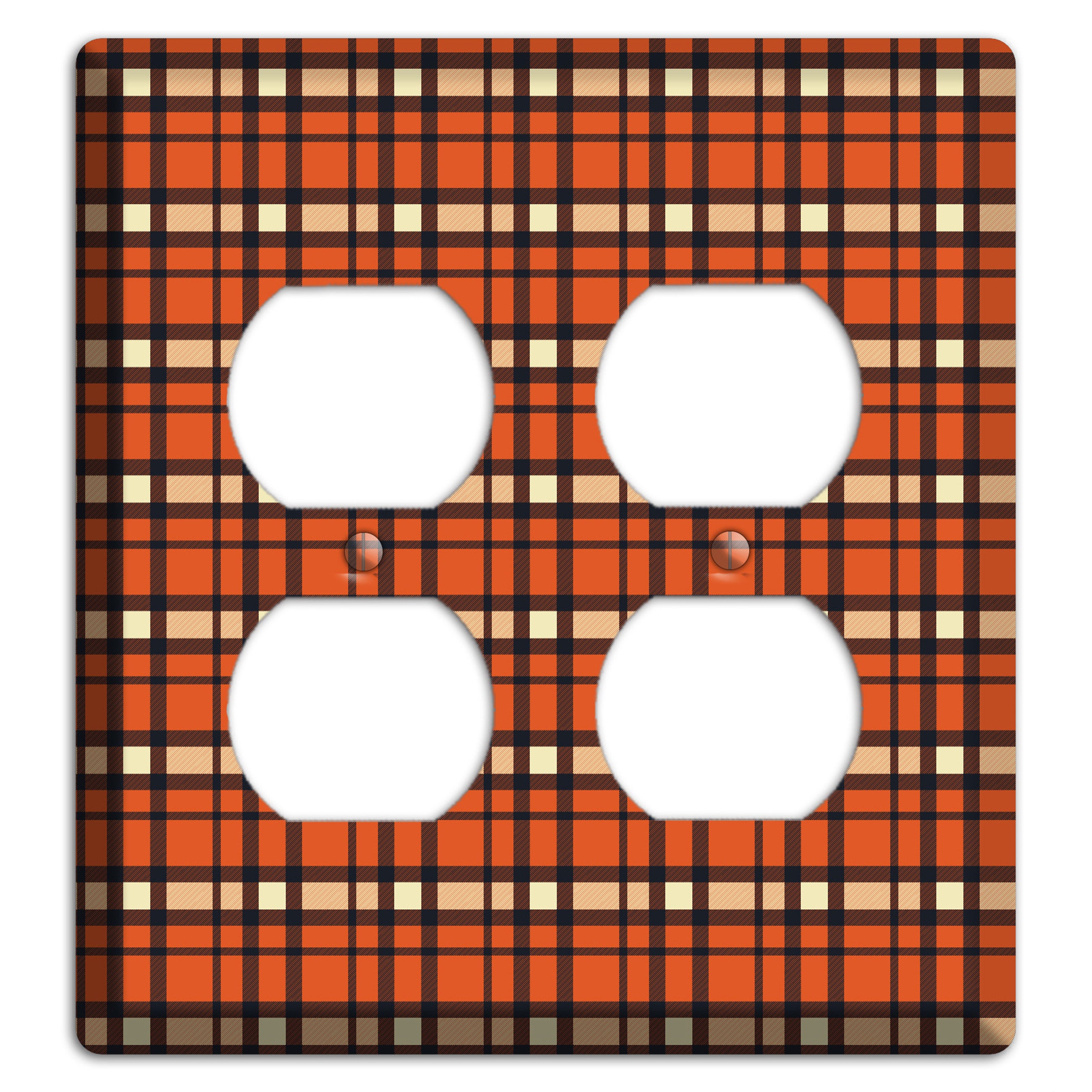 Orange Plaid 2 Duplex Wallplate