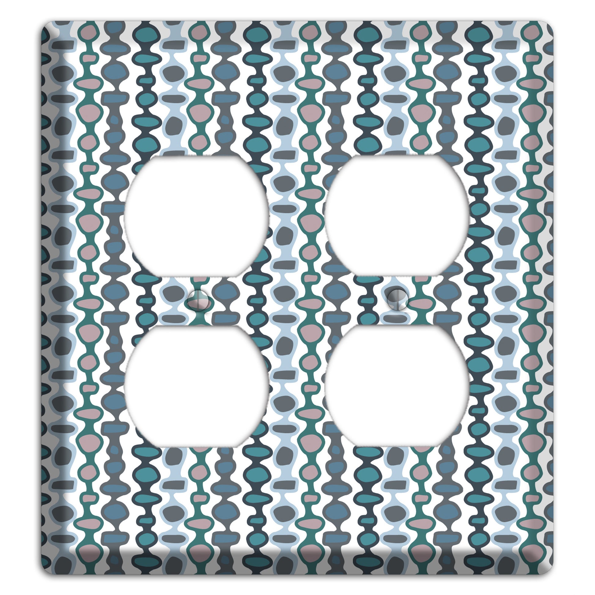 Grey and Multi Blue Bead and Reel 2 Duplex Wallplate