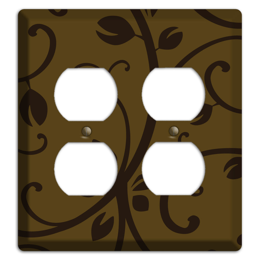 Brown Bud Sprig 2 Duplex Wallplate