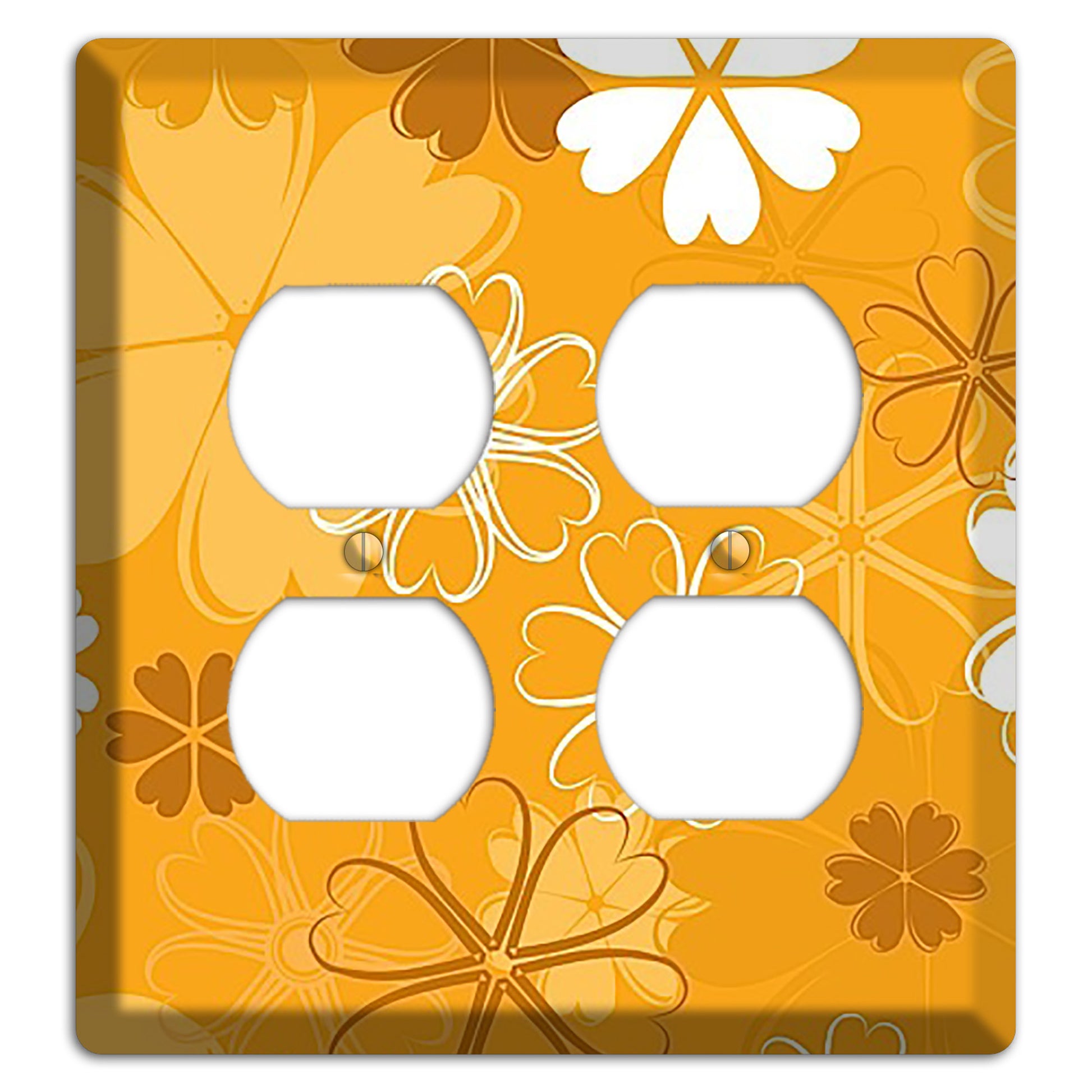 Orange Retro Flowers 2 Duplex Wallplate