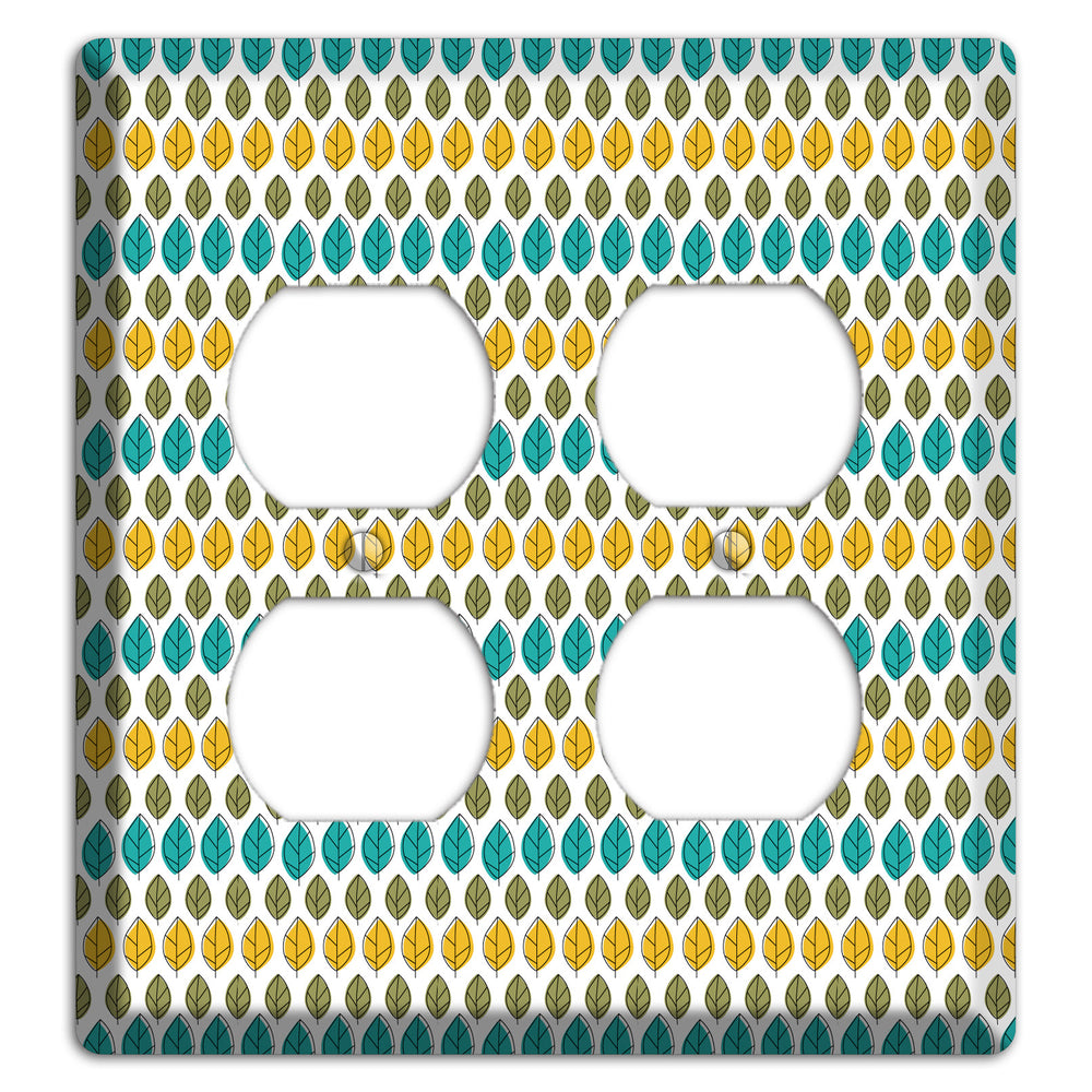 Turquoise Multi Olive Leaf Contour 2 Duplex Wallplate