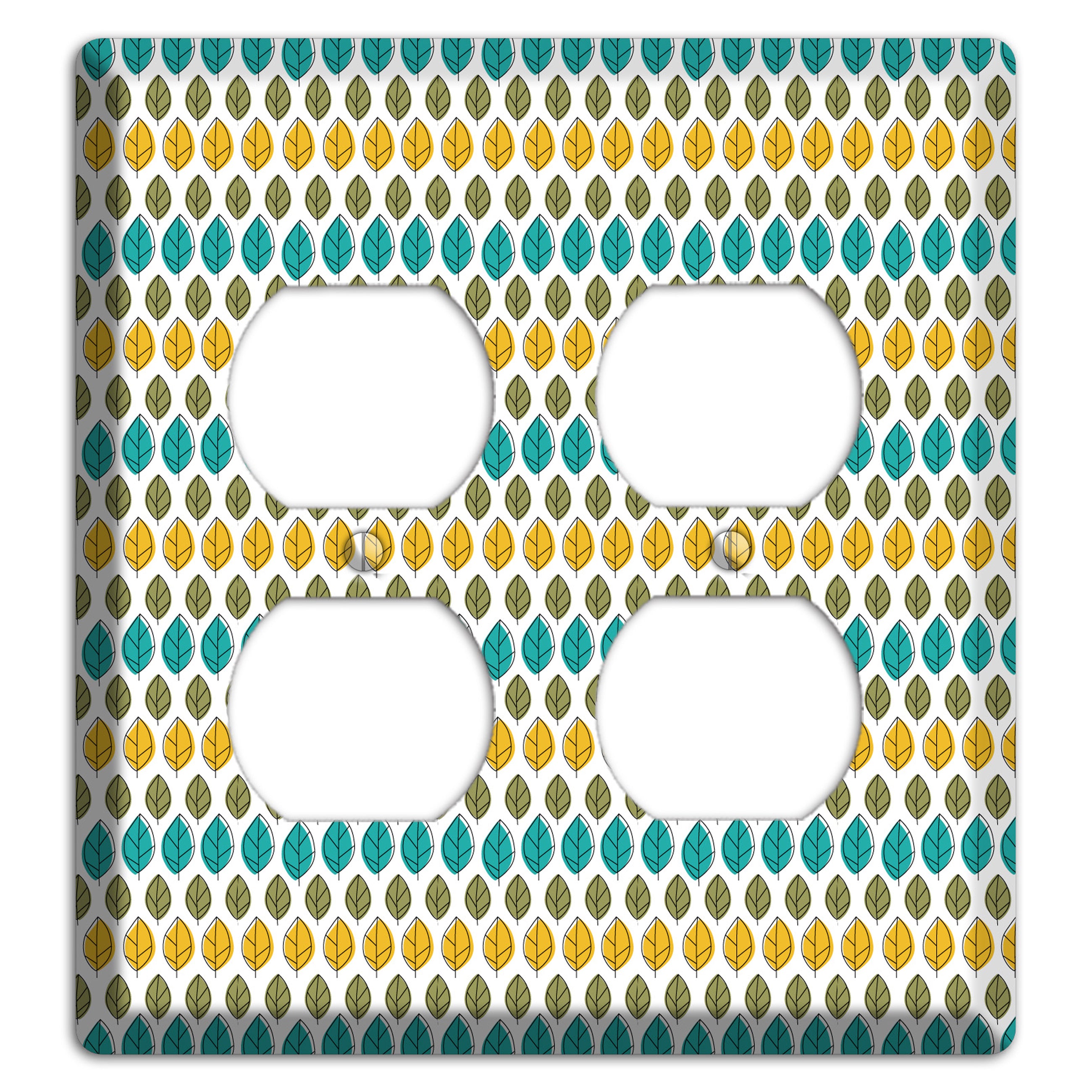 Turquoise Multi Olive Leaf Contour 2 Duplex Wallplate