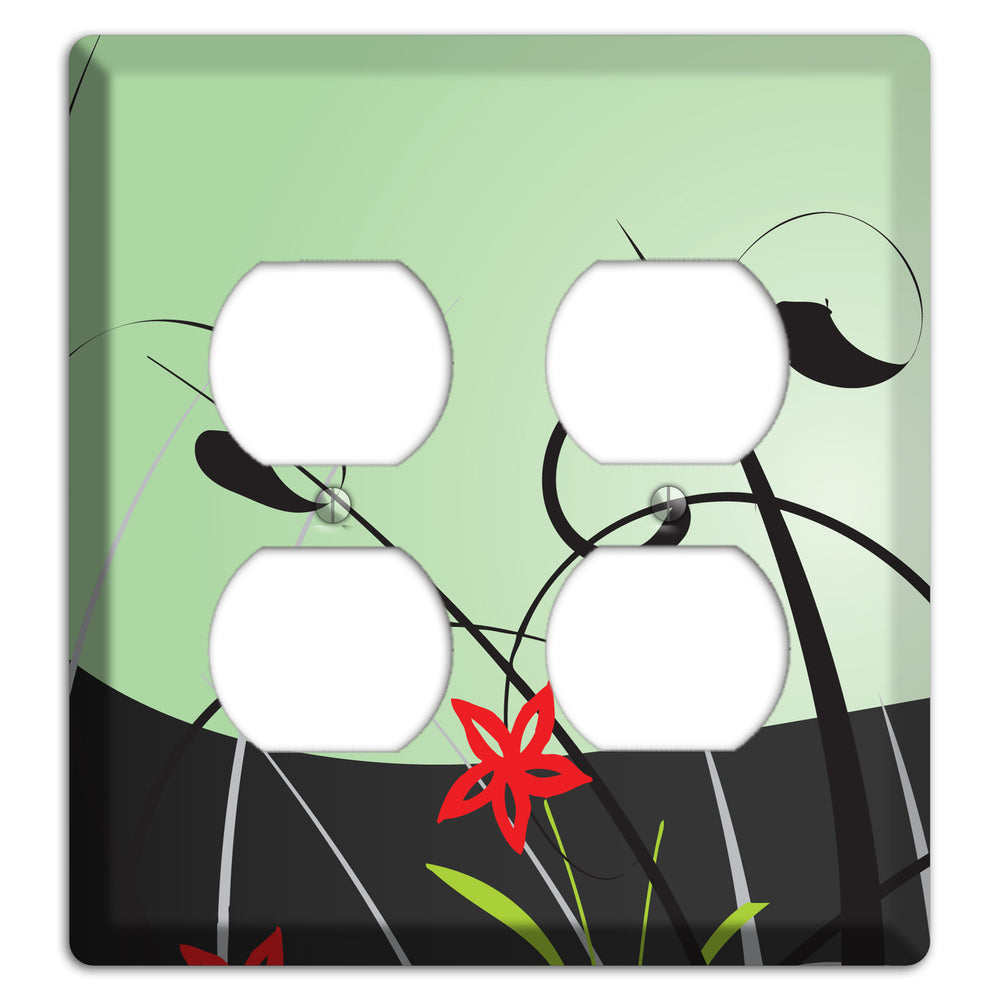 Mint Green Floral Sprig 2 Duplex Wallplate
