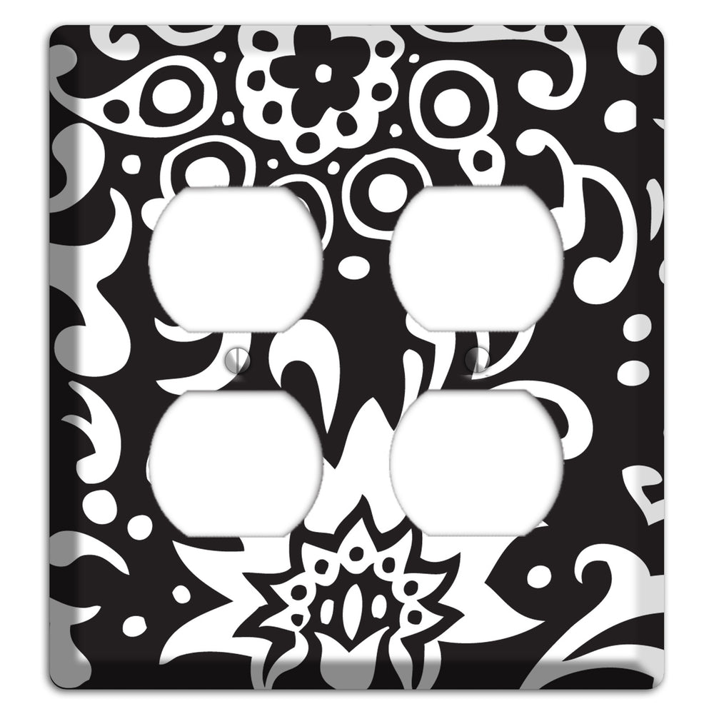 Black with White Boteh 2 Duplex Wallplate