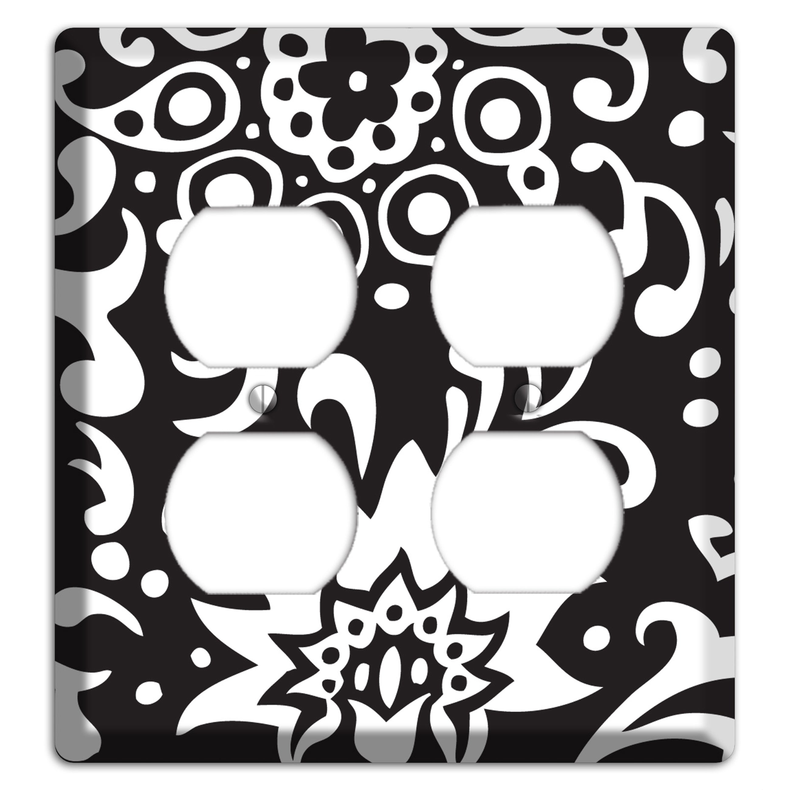 Black with White Boteh 2 Duplex Wallplate