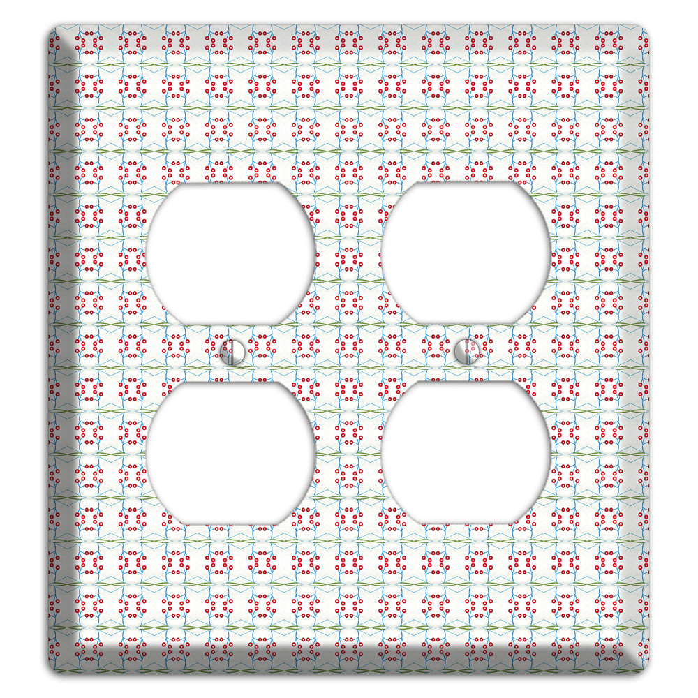 White with Red and Green Tapestry 2 Duplex Wallplate