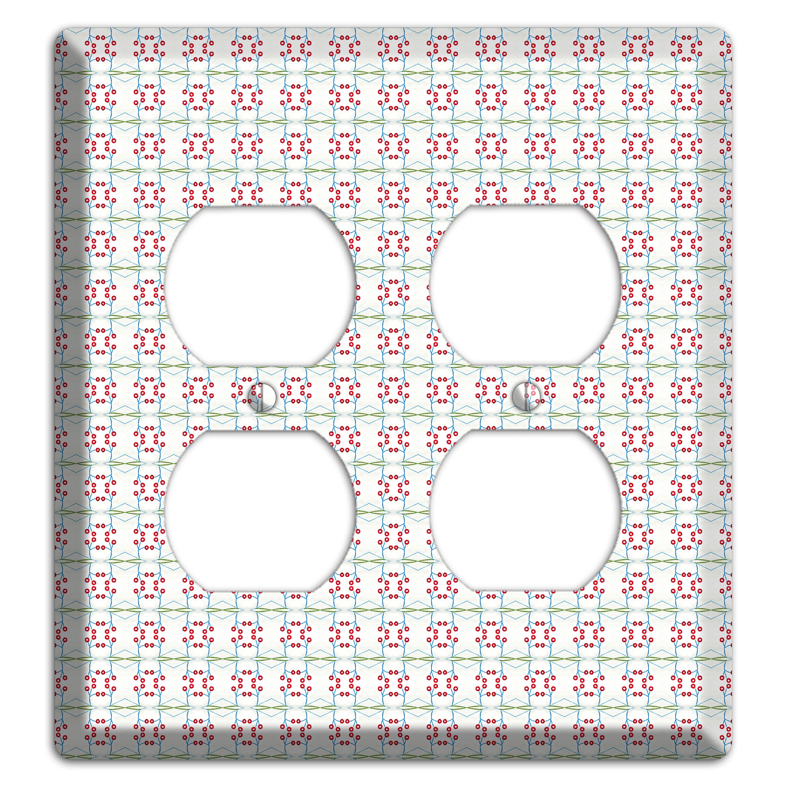 White with Red and Green Tapestry 2 Duplex Wallplate