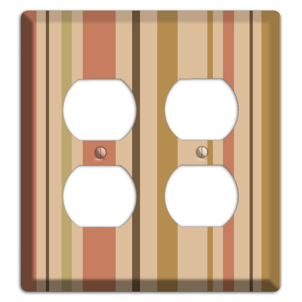 Multi Dusty Pink Vertical Stripes 2 Duplex Wallplate