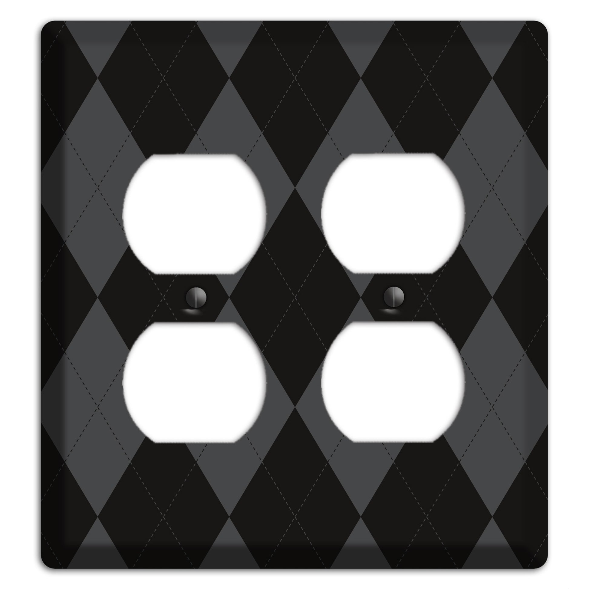 Black and Grey Argyle 2 Duplex Wallplate