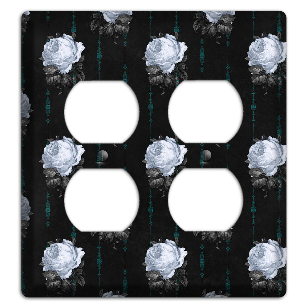 Dramatic Floral Black 2 Duplex Wallplate