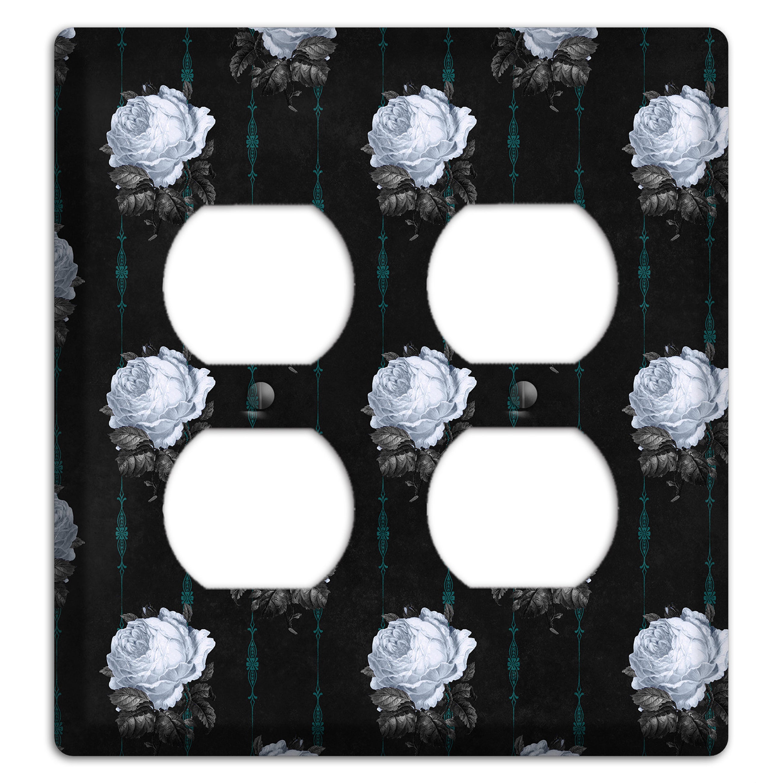 Dramatic Floral Black 2 Duplex Wallplate