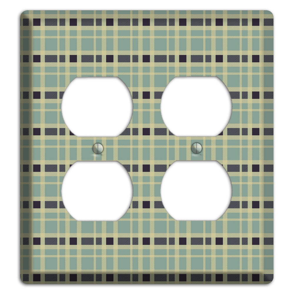 Sage and Black Plaid 2 Duplex Wallplate