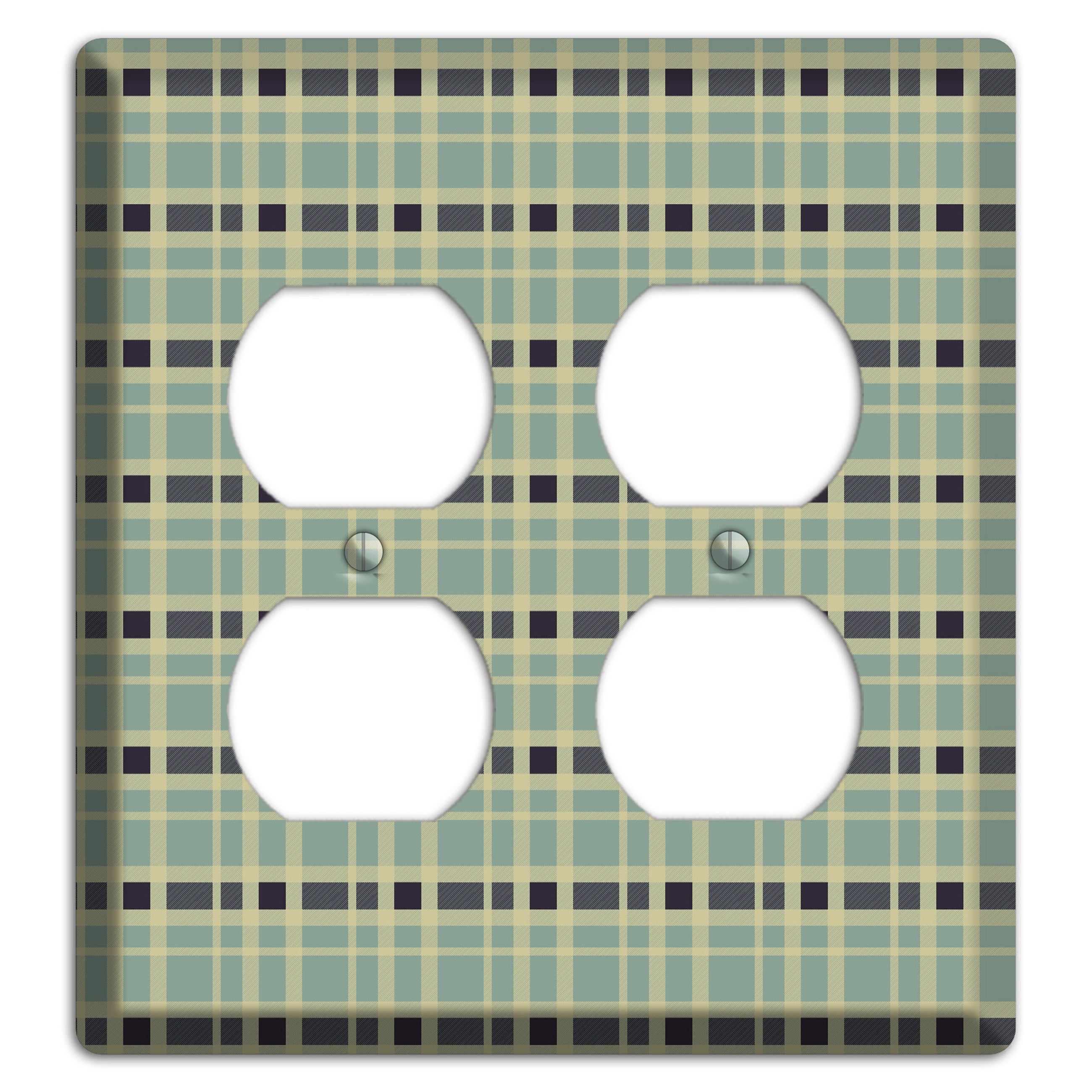 Sage and Black Plaid 2 Duplex Wallplate