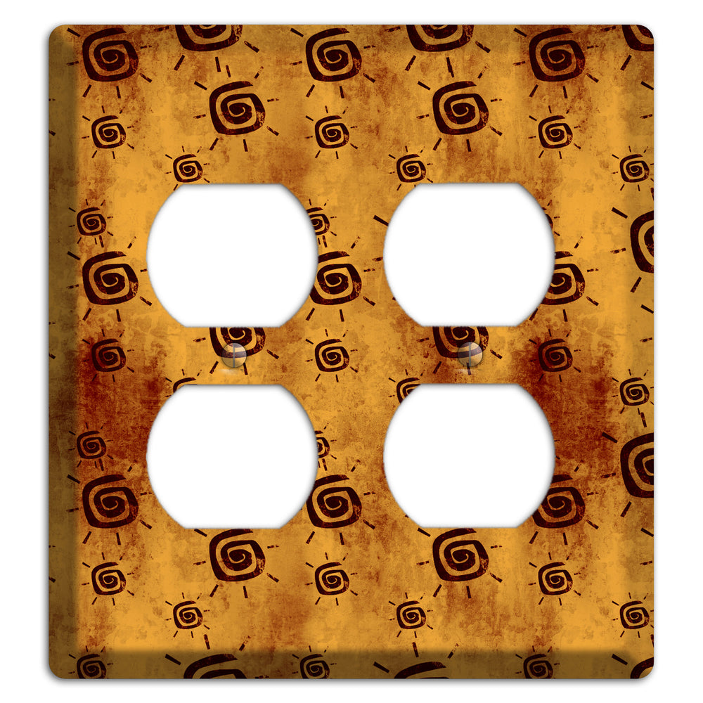 Mustard with Maroon Swirl 2 Duplex Wallplate