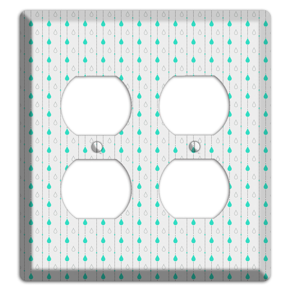 White and Blue Drops 2 Duplex Wallplate