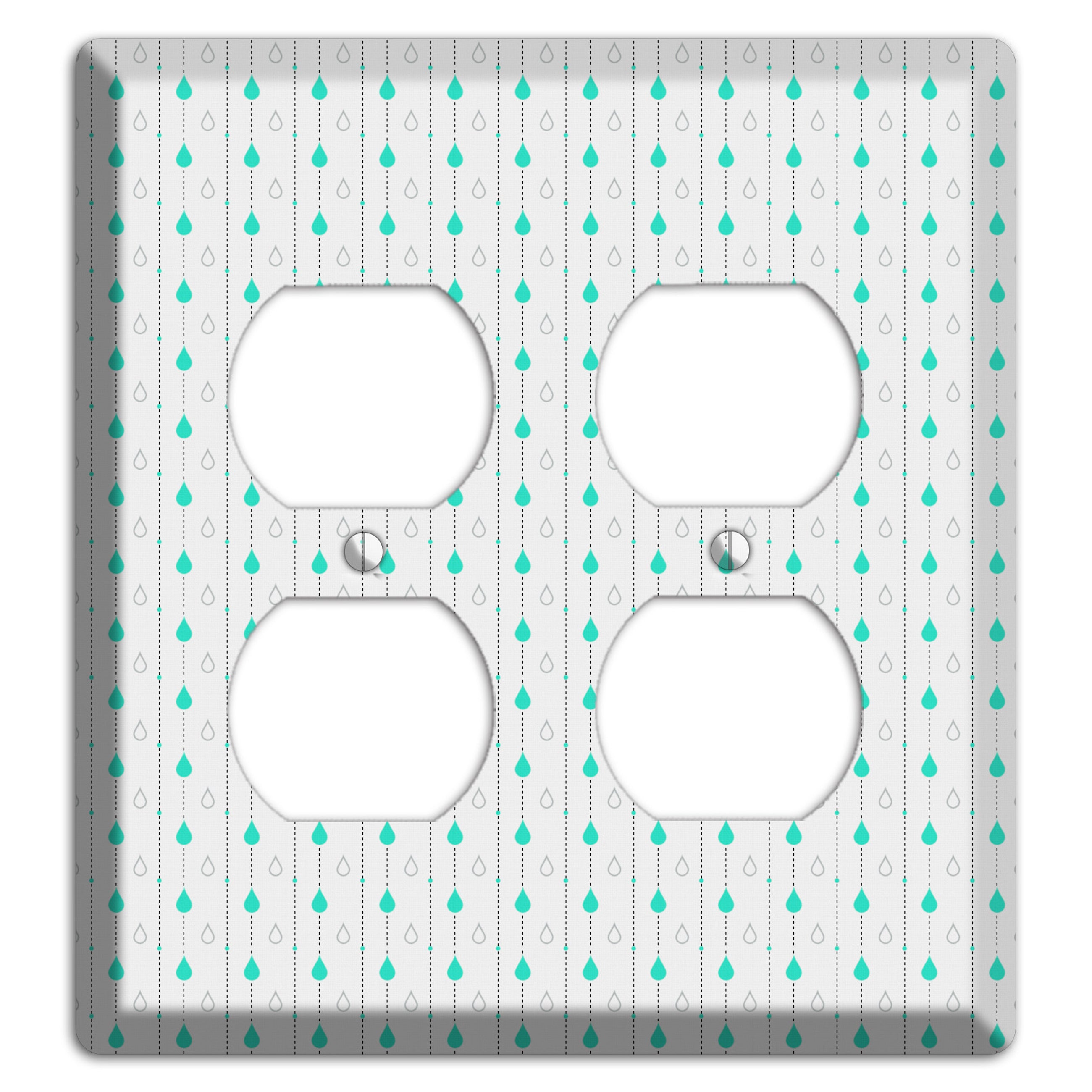 White and Blue Drops 2 Duplex Wallplate