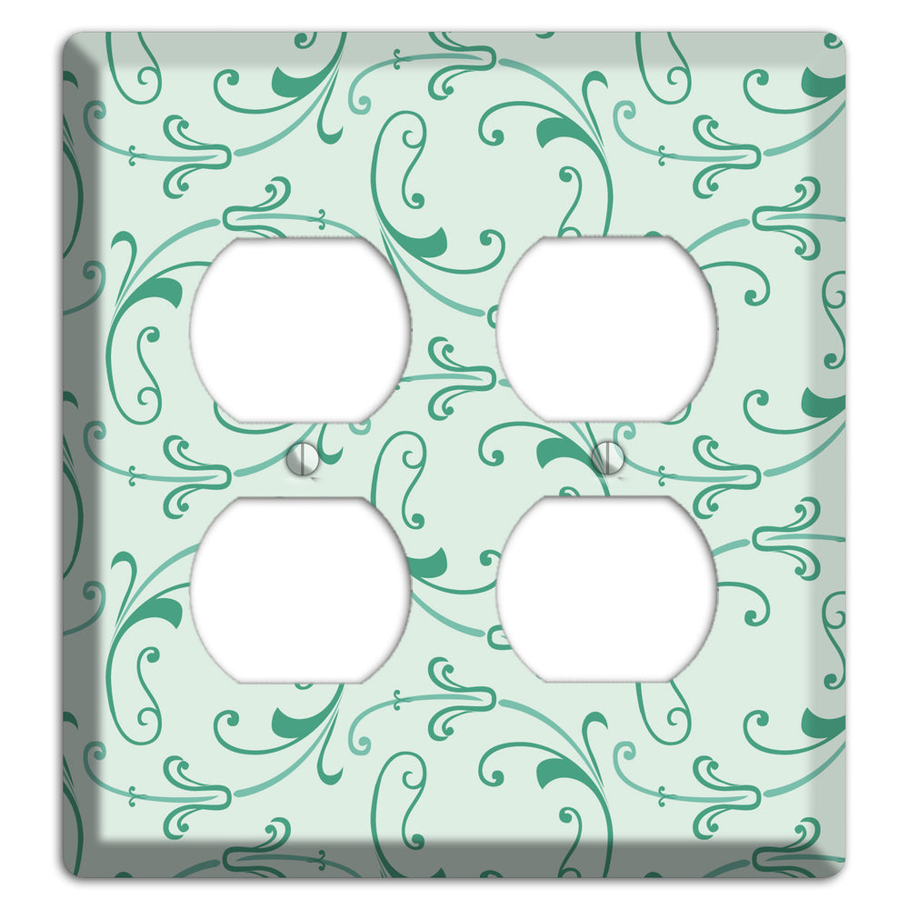 Aqua Victorian Sprig 2 Duplex Wallplate