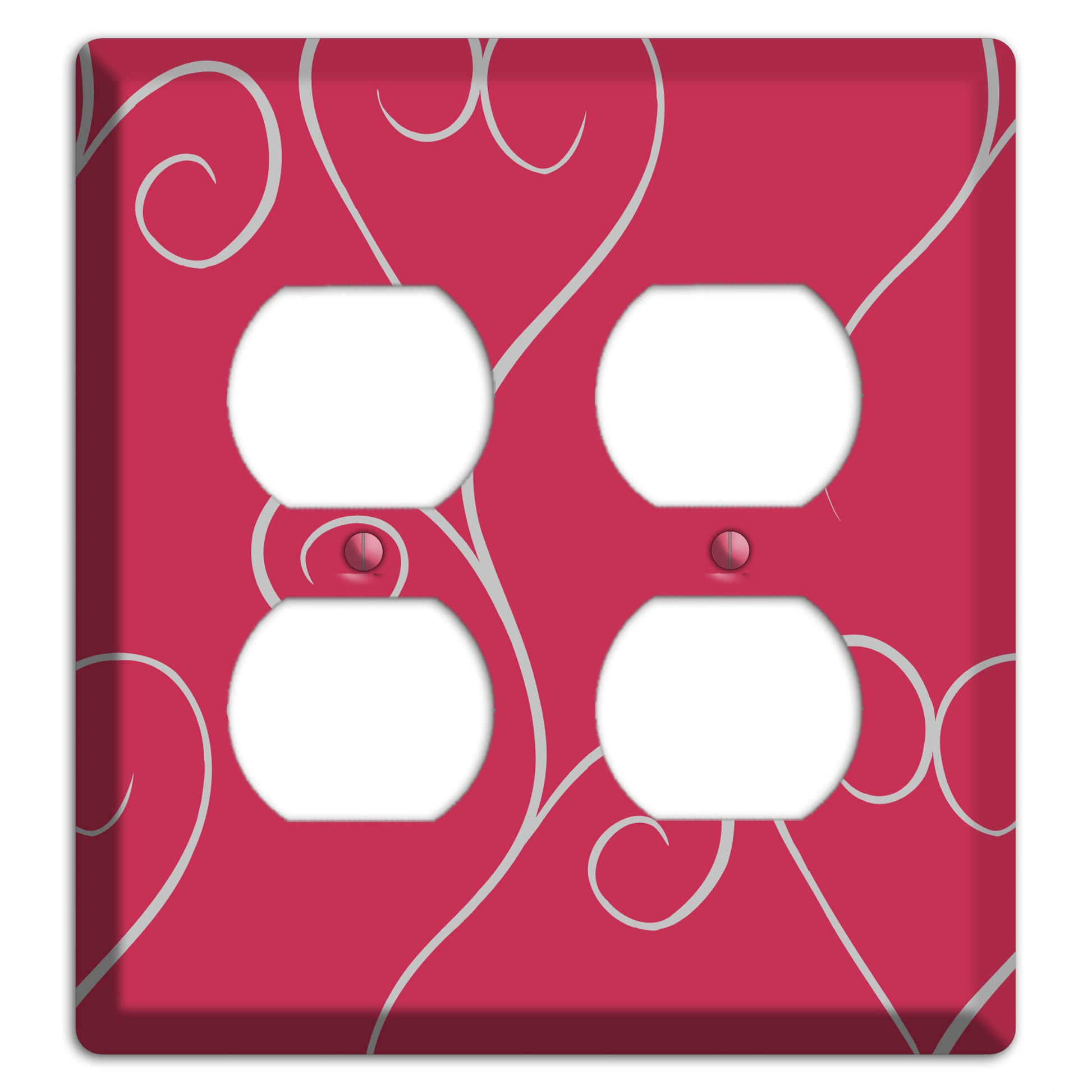 Fuschia Scroll Heart 2 Duplex Wallplate