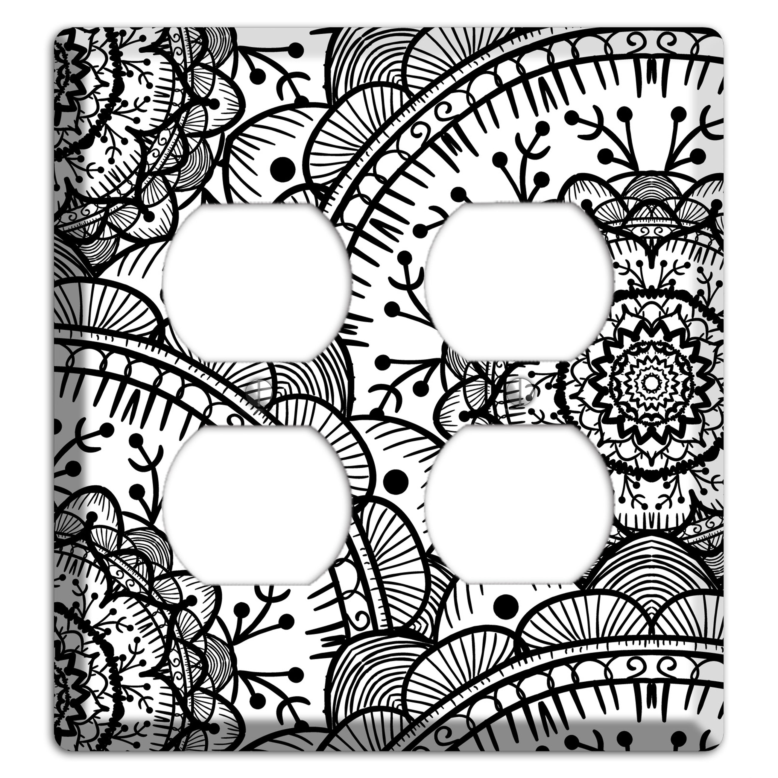 Mandala Black and White Style Q Cover Plates 2 Duplex Wallplate