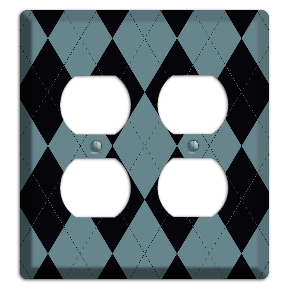Blue and Black Argyle 2 Duplex Wallplate