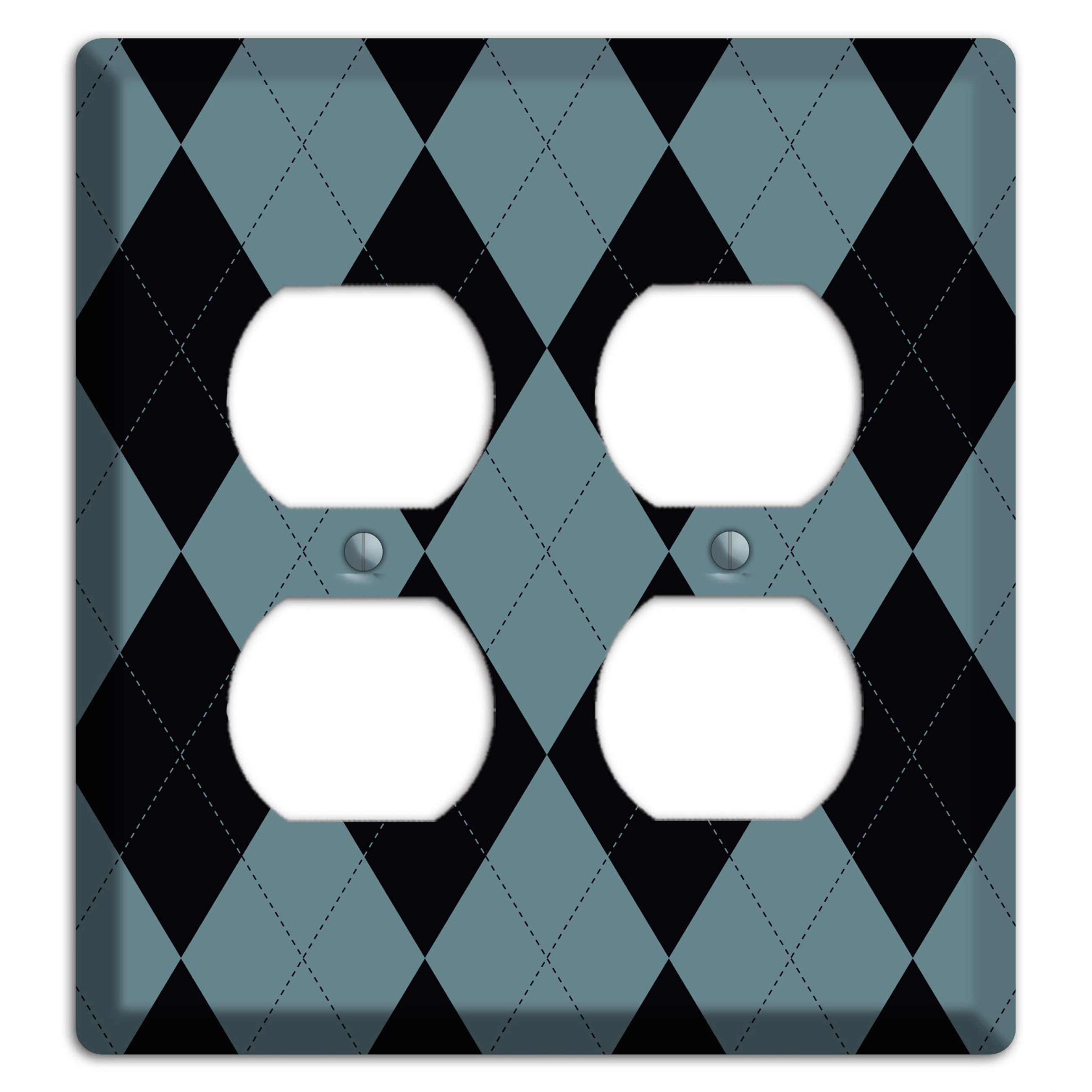 Blue and Black Argyle 2 Duplex Wallplate