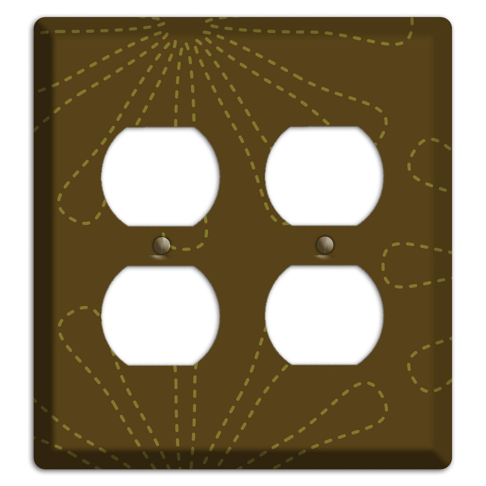 Brown Retro Stipple Floral Contour 2 Duplex Wallplate
