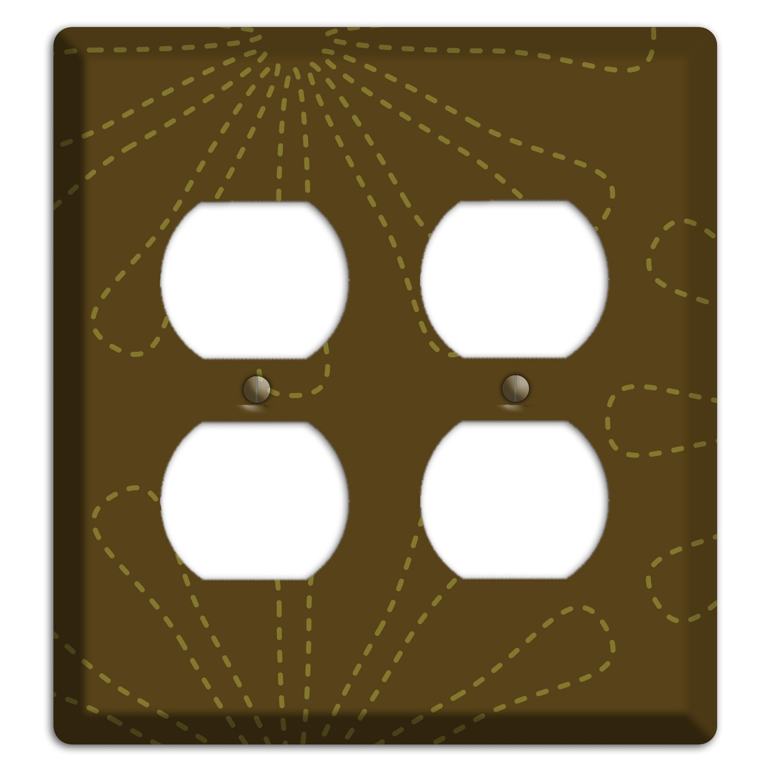 Brown Retro Stipple Floral Contour 2 Duplex Wallplate