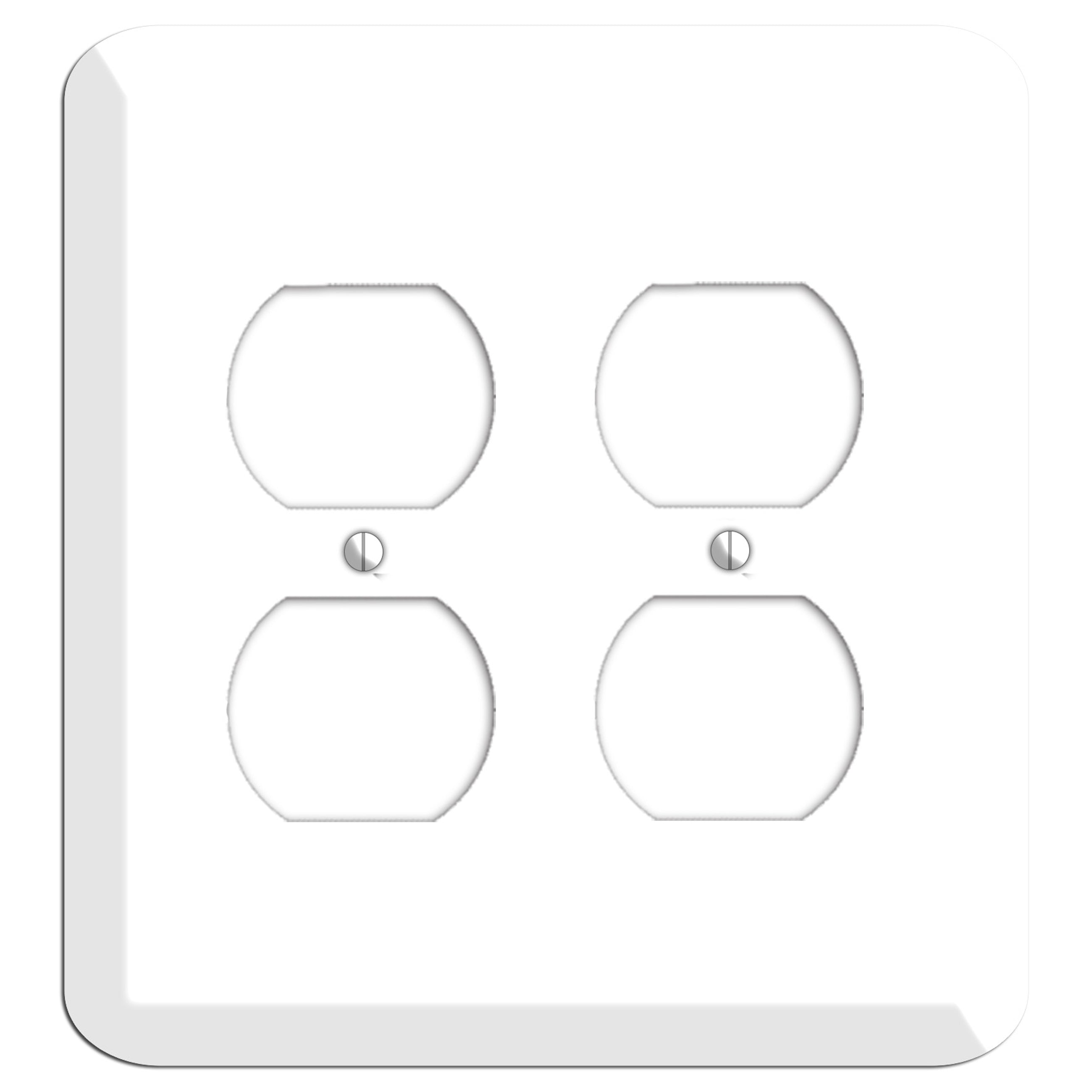 Rounded Corner White Metal 2 Duplex Wallplate