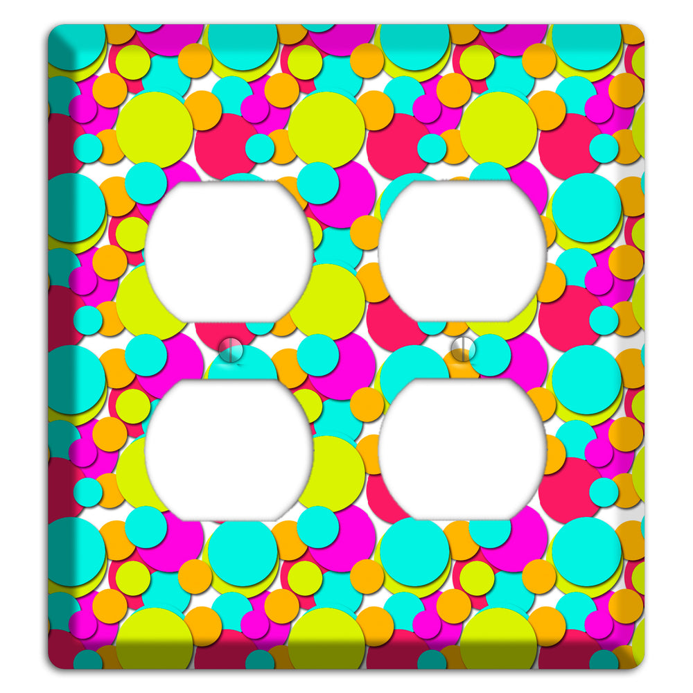 Aqua Fuschia Yellow Red Orange Bubble Dots 2 Duplex Wallplate