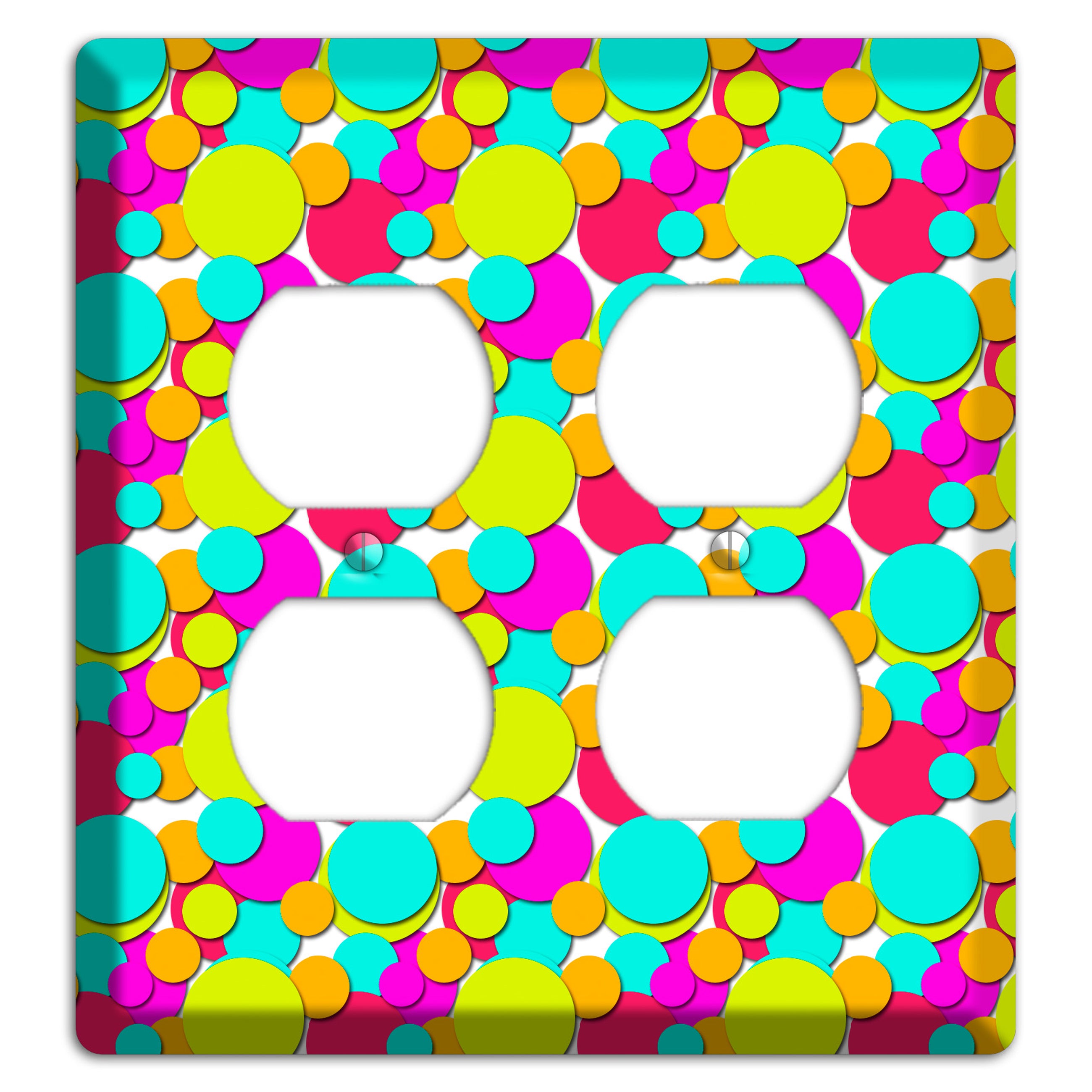 Aqua Fuschia Yellow Red Orange Bubble Dots 2 Duplex Wallplate