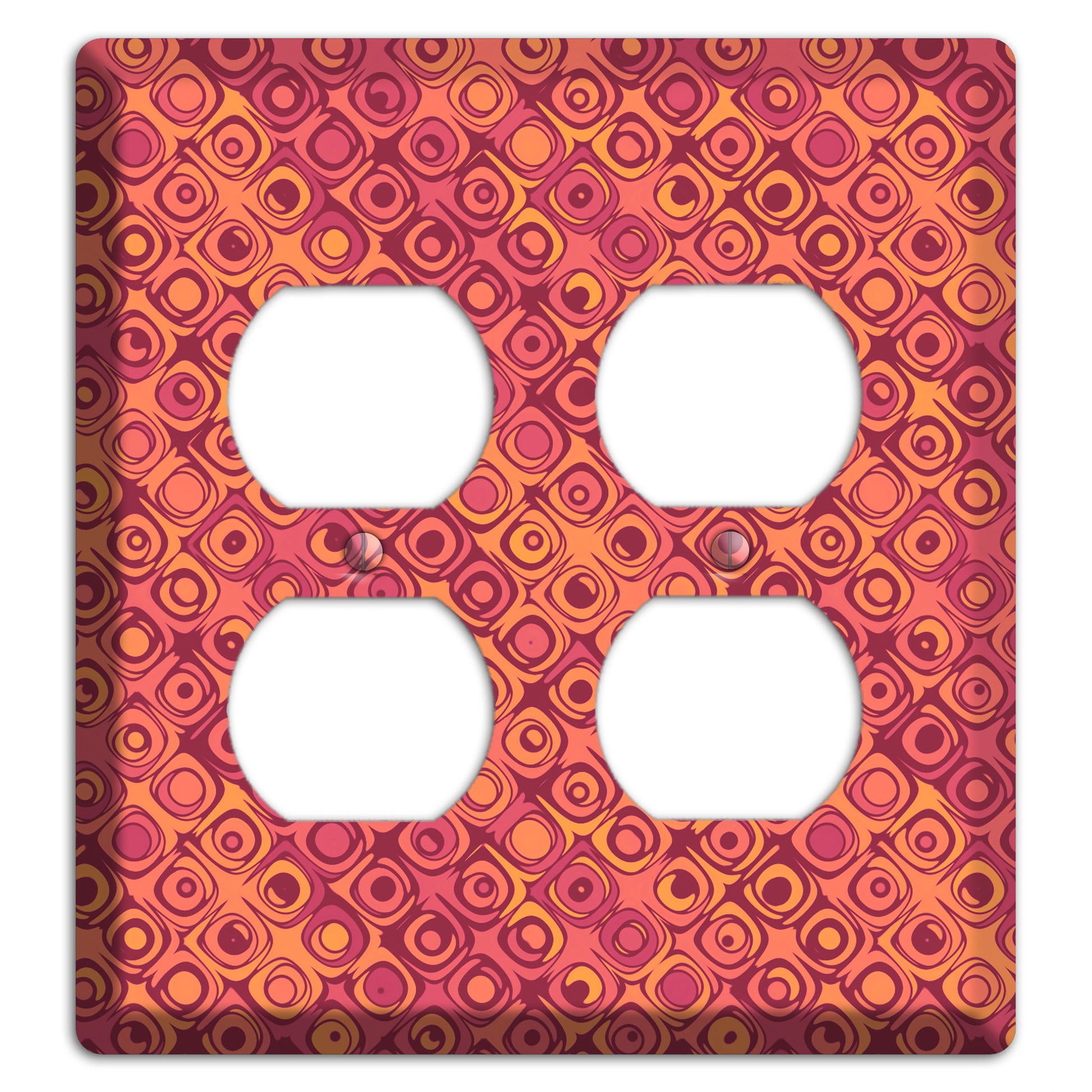 Coral Grunge Retro Circles 2 Duplex Wallplate
