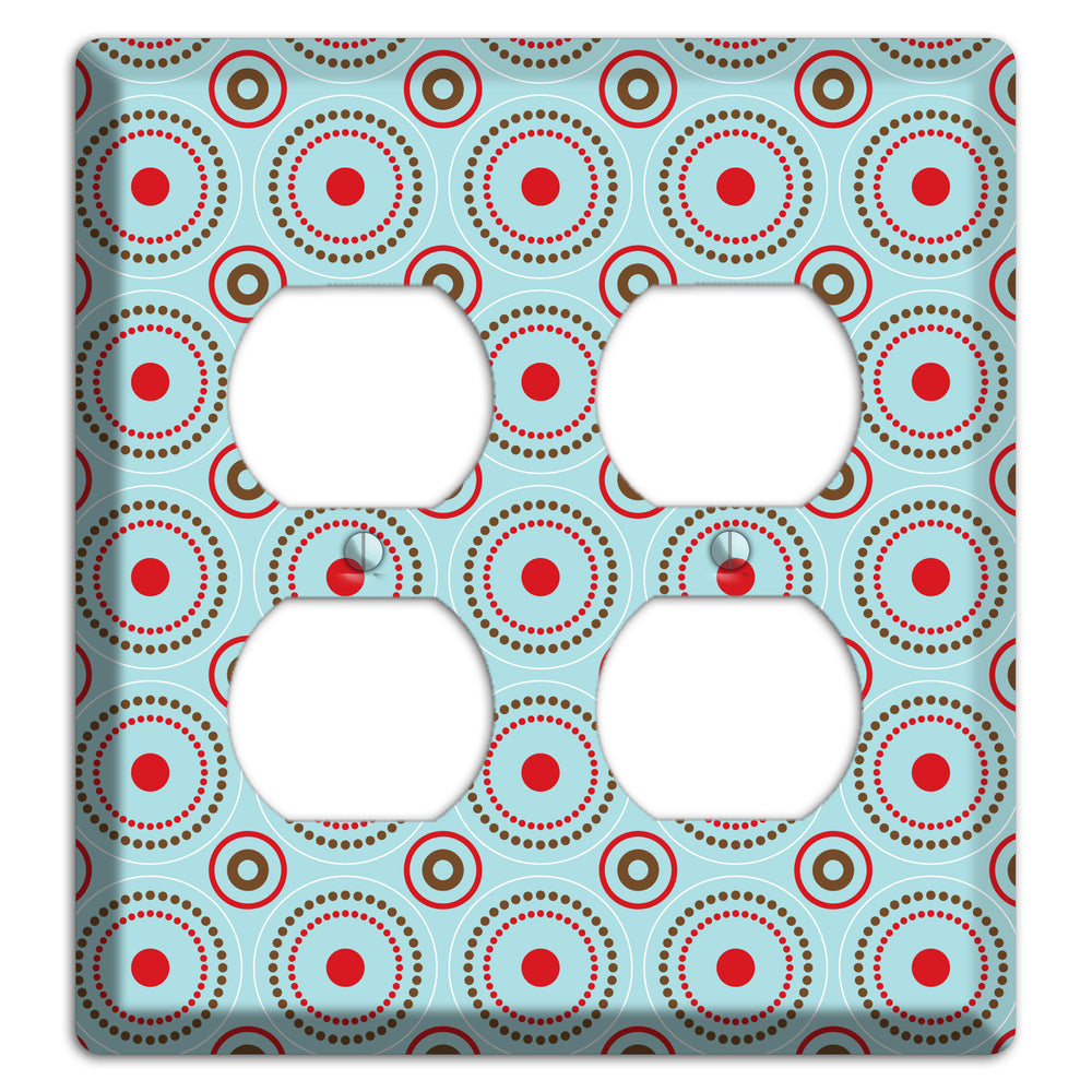 Dusty Blue with Red and Brown Retro Suzani 2 Duplex Wallplate