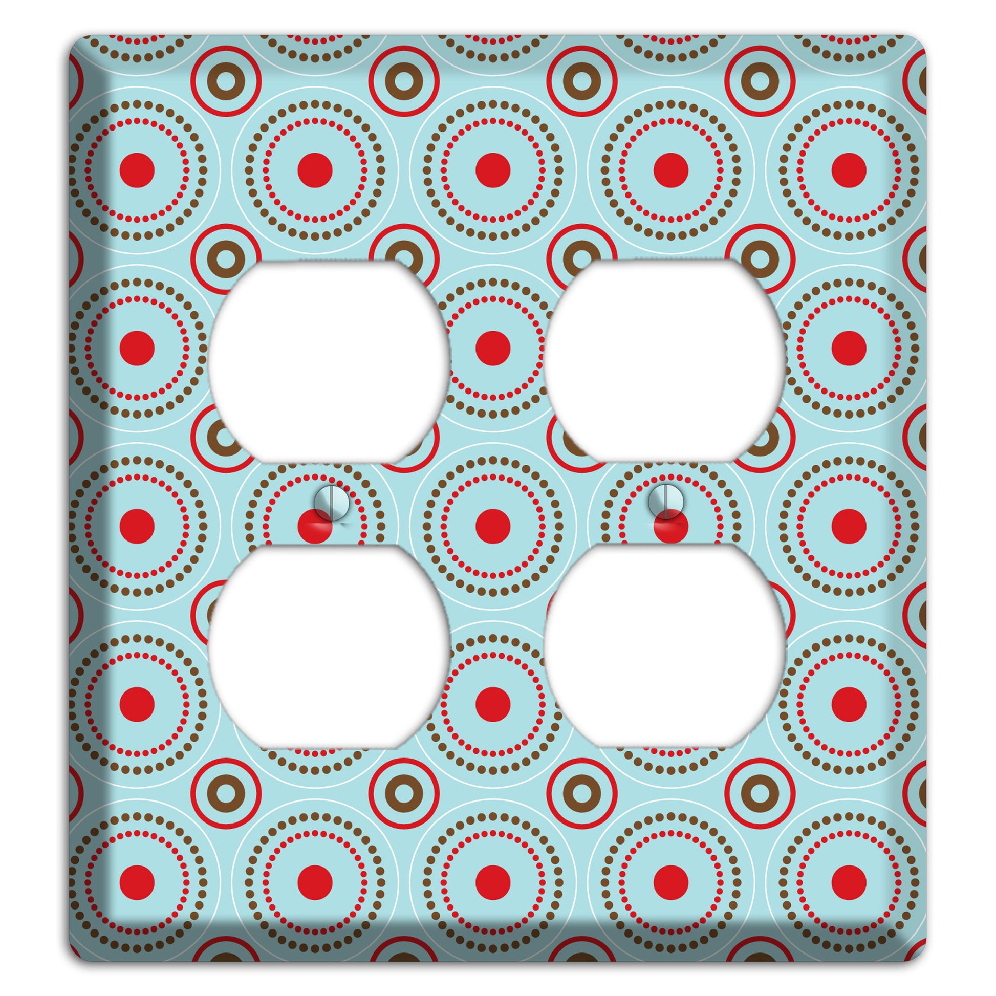 Dusty Blue with Red and Brown Retro Suzani 2 Duplex Wallplate