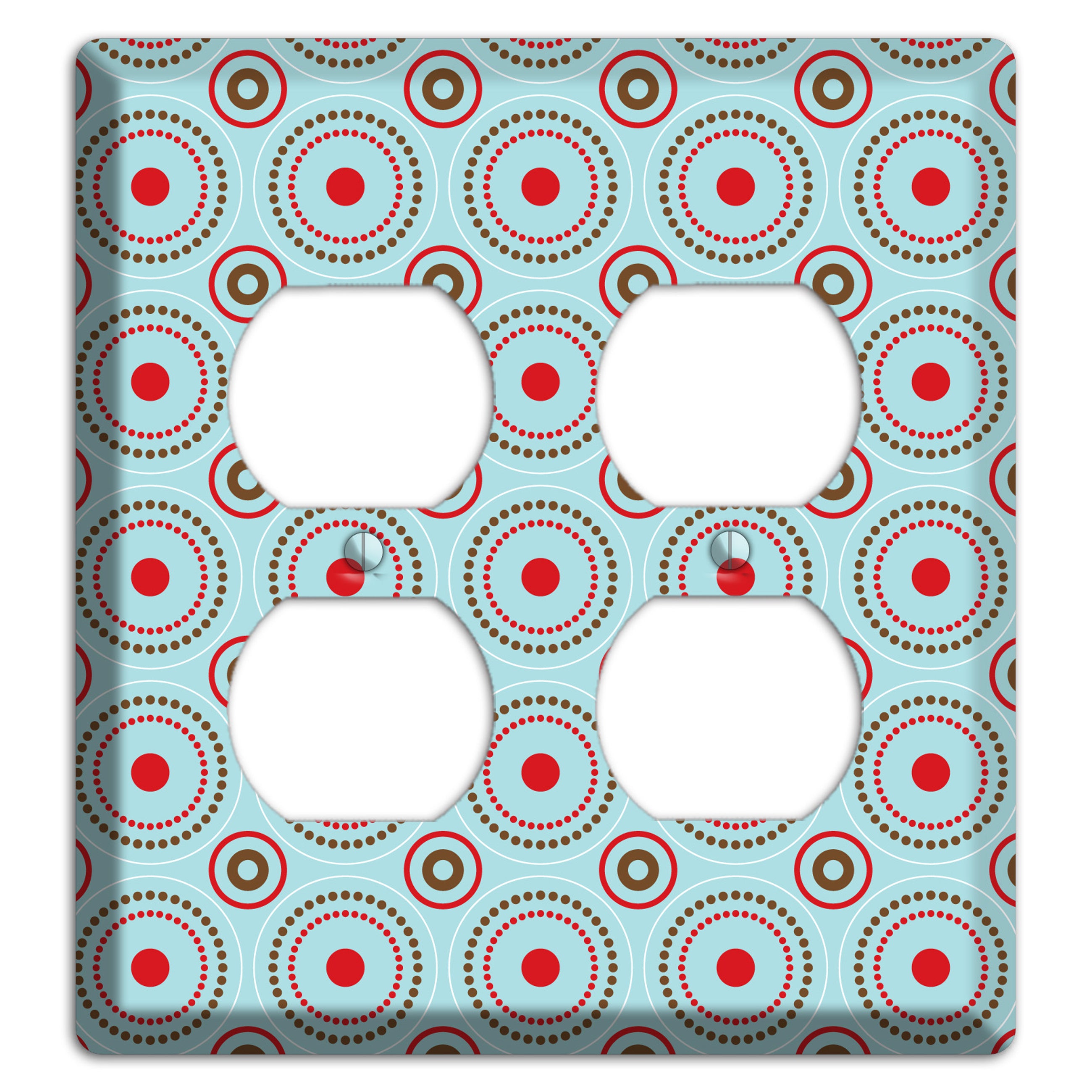 Dusty Blue with Red and Brown Retro Suzani 2 Duplex Wallplate