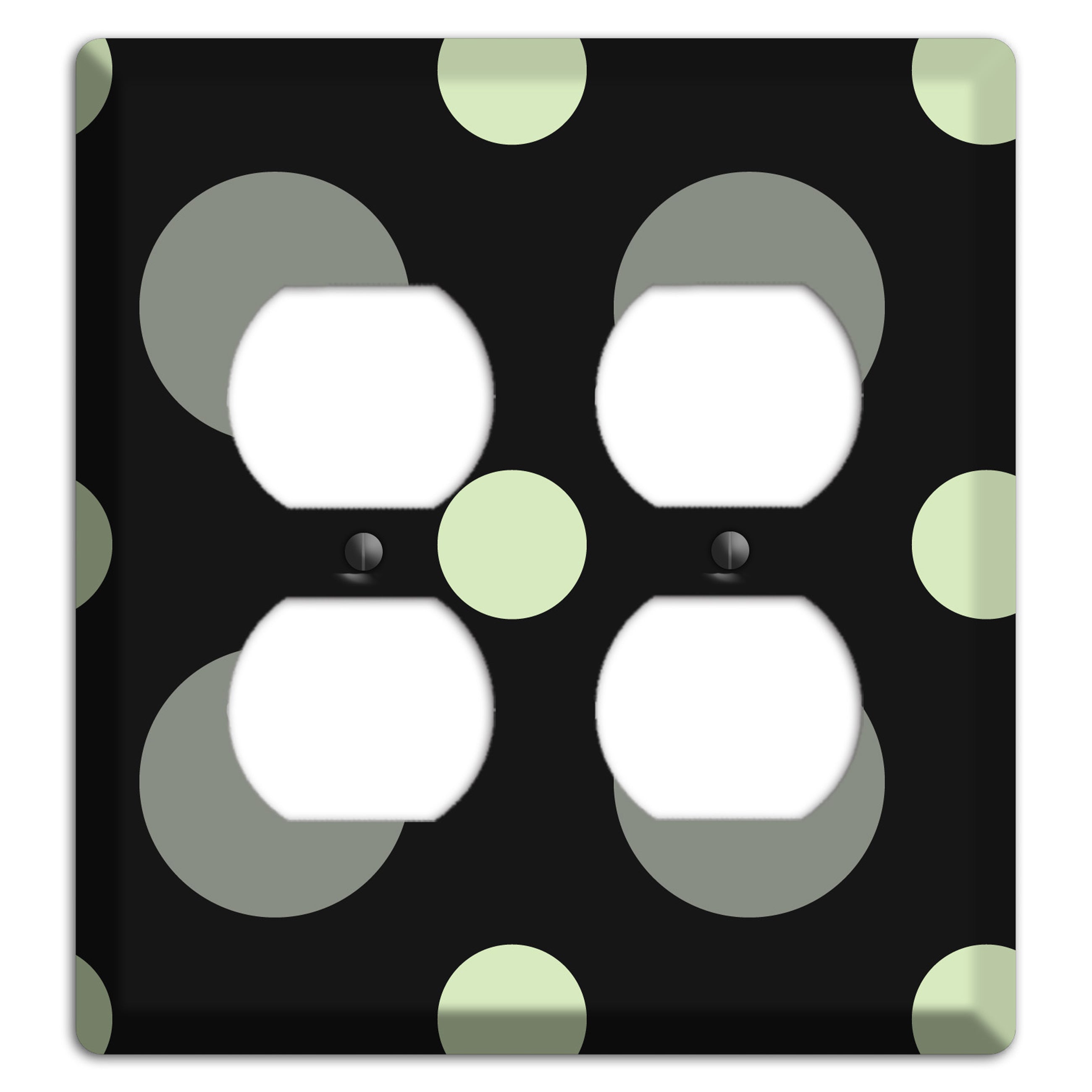 Black with Grey and Sage Multi Medium Polka Dots 2 Duplex Wallplate