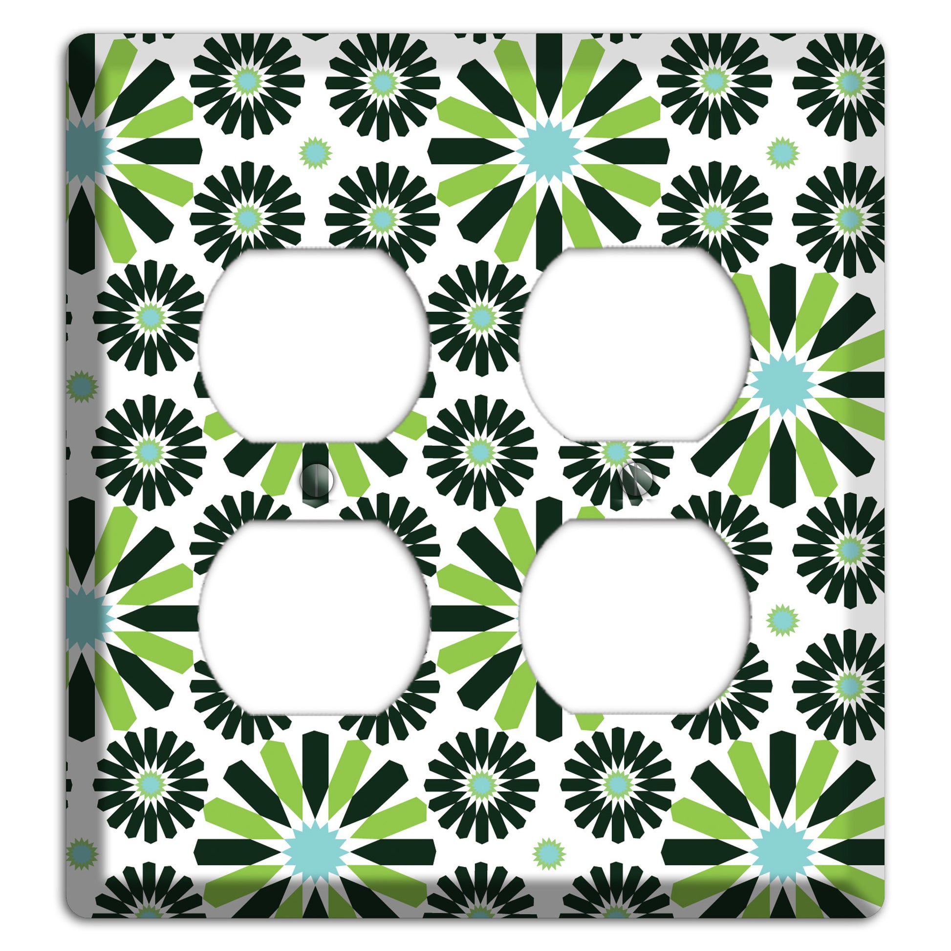 Lime and Teal Scandinavian Floral 2 2 Duplex Wallplate