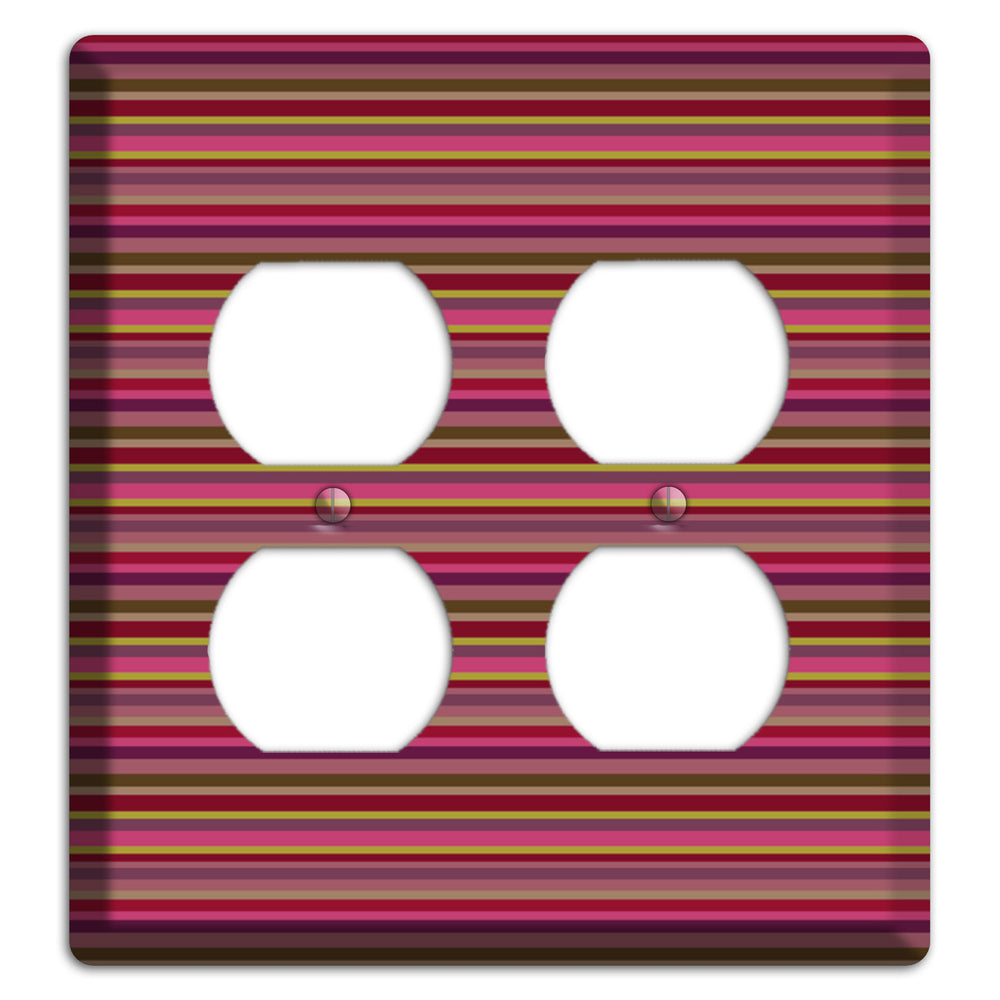 Fuschia Multi Horizontal Stripes 2 Duplex Wallplate