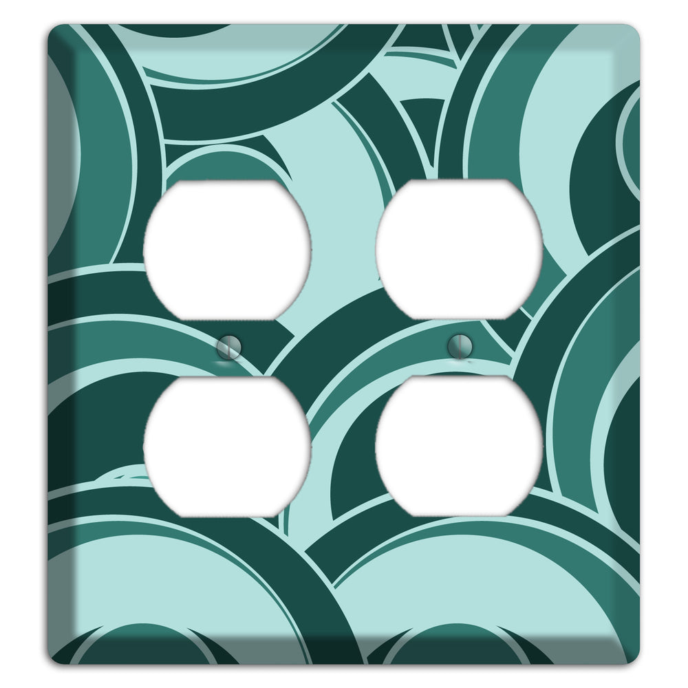 Blue-green Deco Circles 2 Duplex Wallplate