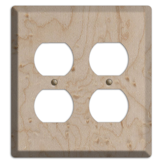 Birdseye Maple Wood 2 Duplex Outlet Cover Plate