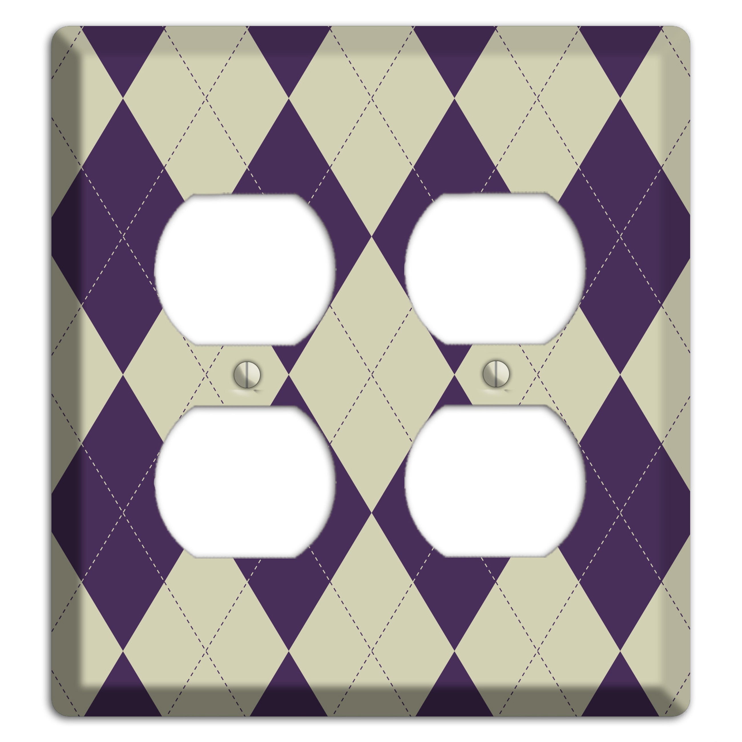 Purple and Tan Argyle 2 Duplex Wallplate